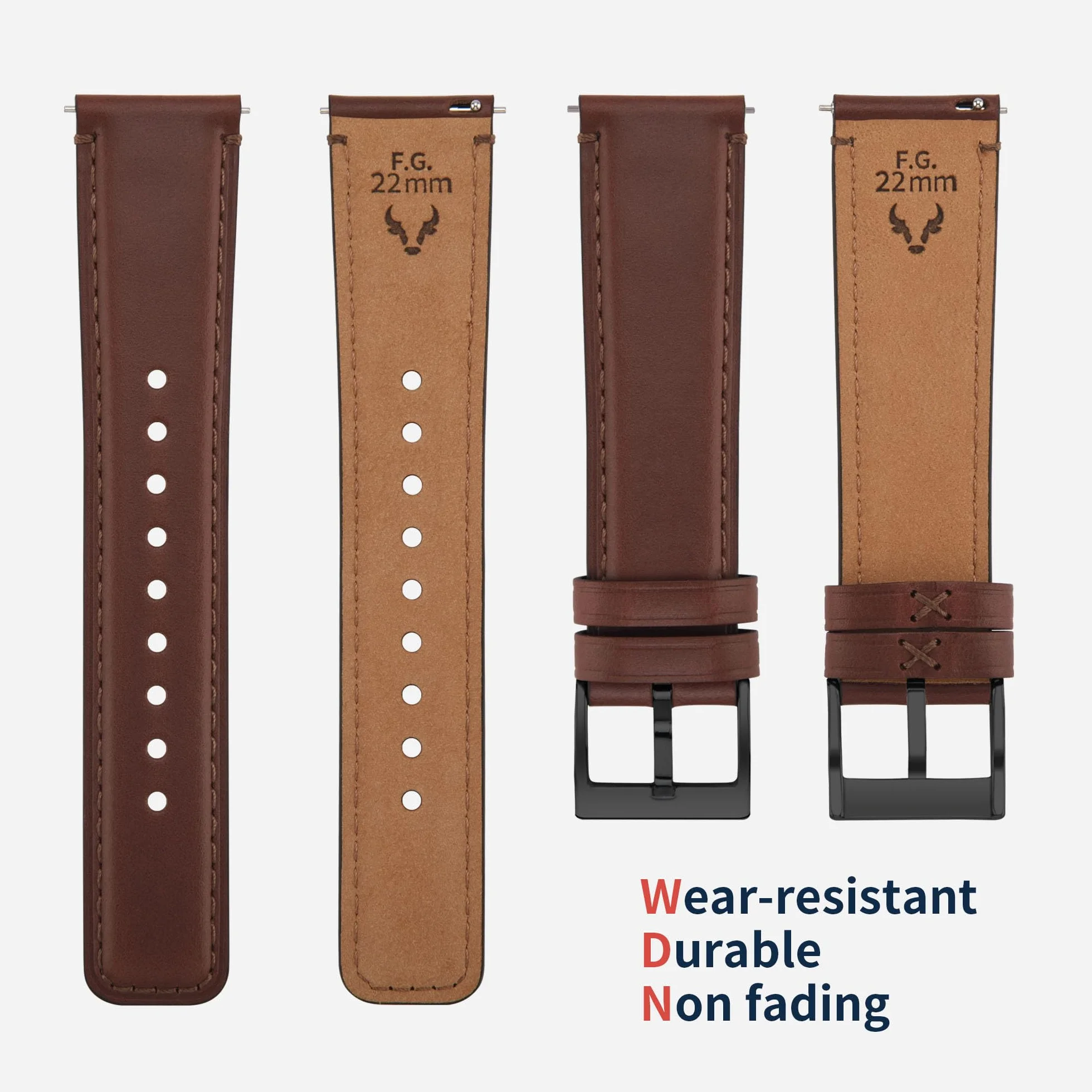 Fullmosa Correa de Reloj 22mm 20mm 18mm Cuero Liberación Rápida Repuesto para Samsung Galaxy Watch Huawei Smart Watch Fossil