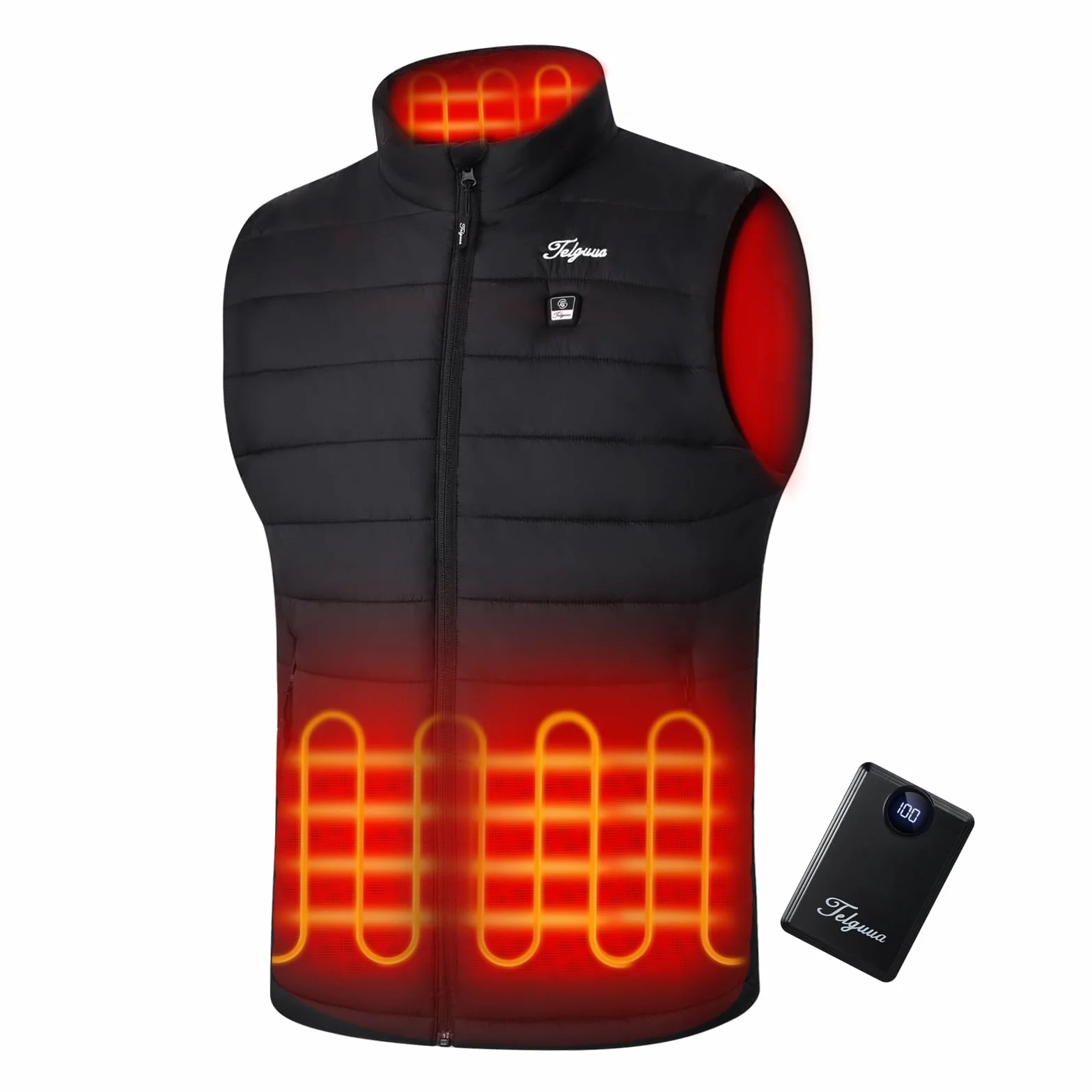 Chaleco Calefactable Telguua Hombre 12000mAh 5V Recargable 4 Zonas Calentamiento Esquí Ciclismo