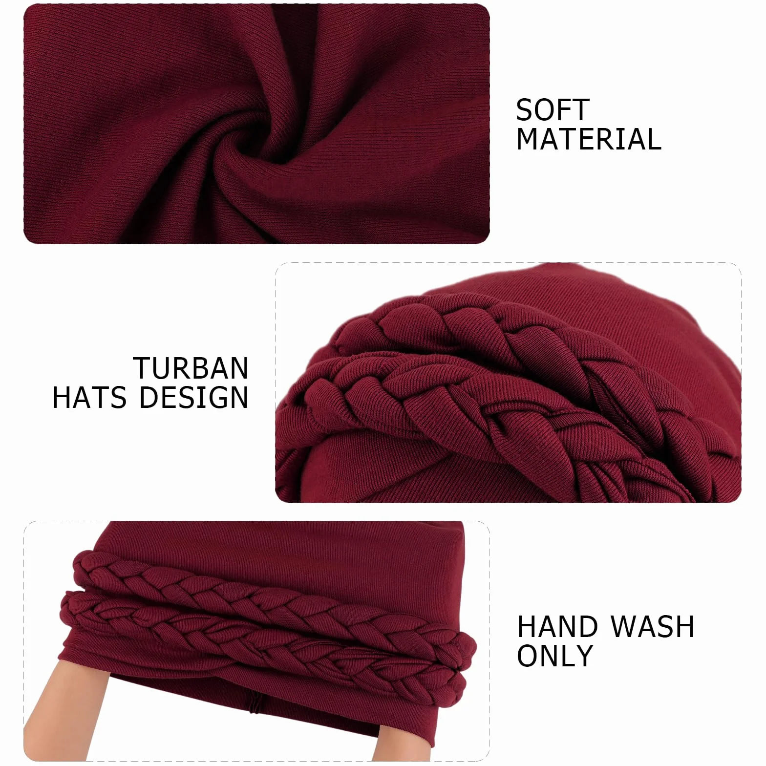 DRESHOW Turbante Africano Doble Preatado Trenzado Envoltura de Cabeza Sombrero Moda Gorro Quimio