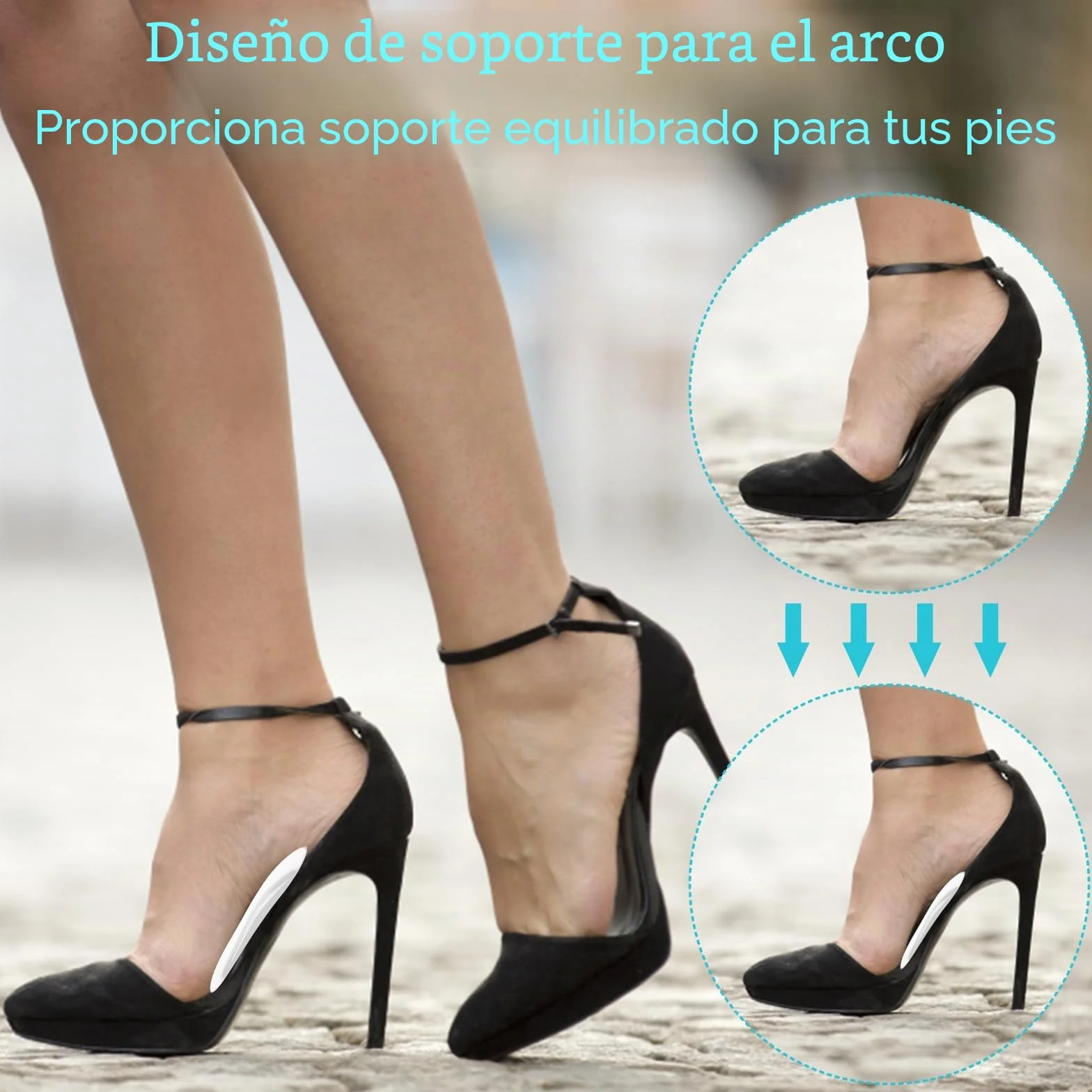 COMNICO 3 Pares Plantillas Autoadhesivas Gel Suave Silicona Transparente Alivio Fascitis Plantar Pies Planos