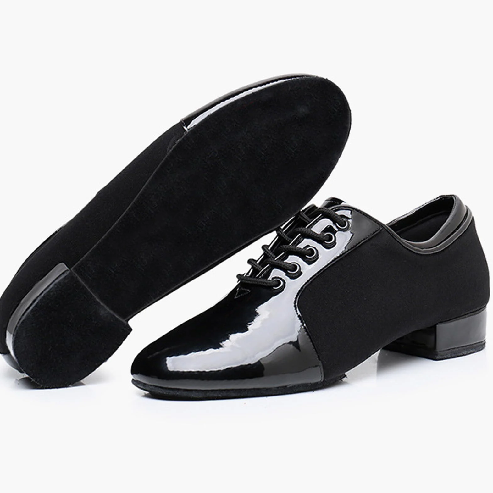 Zapatos de Baile Latino Hombre Cuero Lace Up Estándar Negro Jazz Moderno