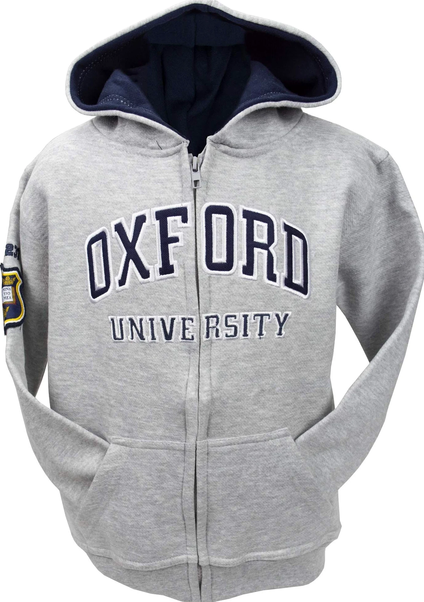 Oxford University OU129 - Sudadera con capucha y cremallera para niños, color gris
