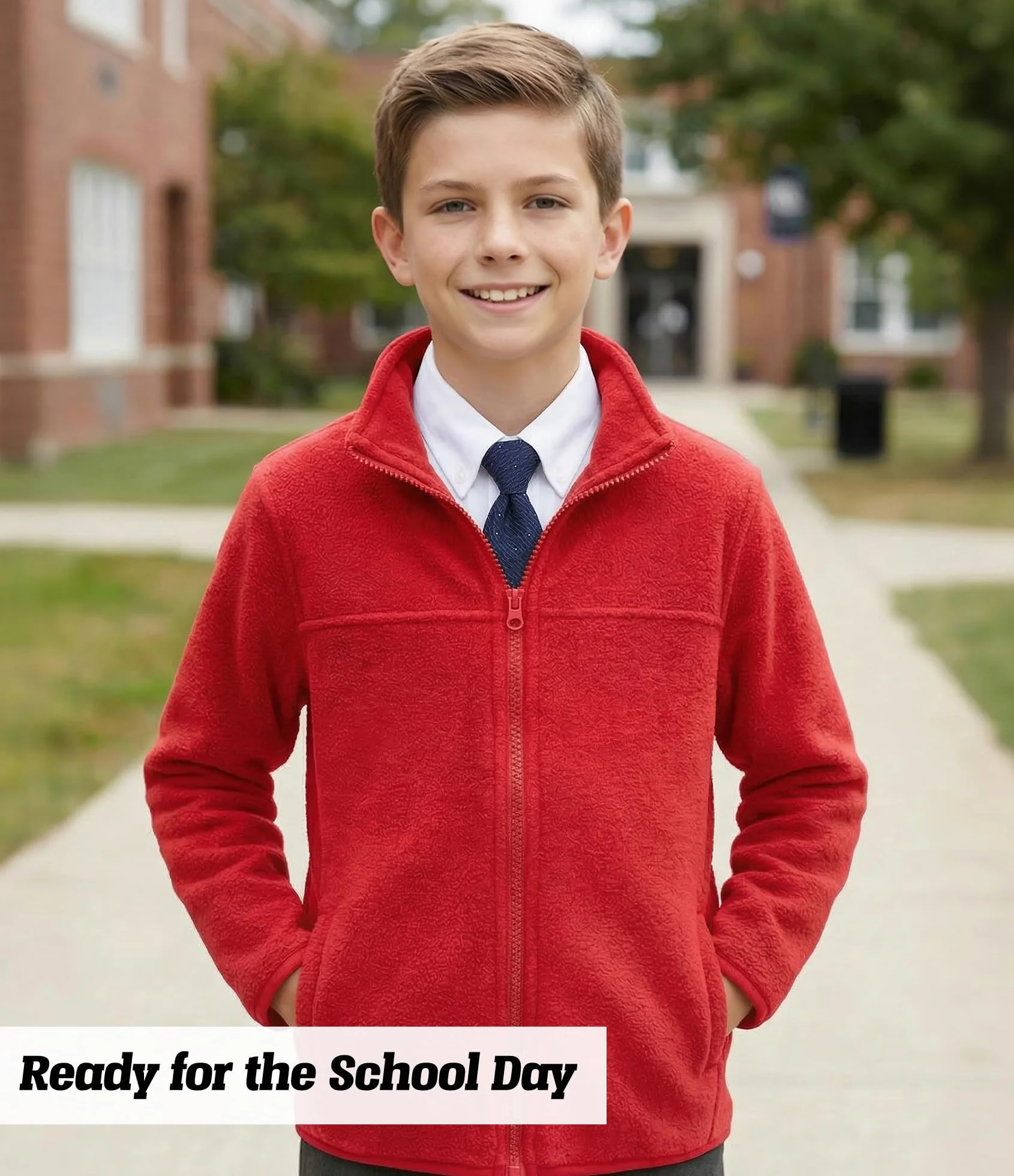 Spring&Gege Chaqueta de forro polar con cremallera completa para niños