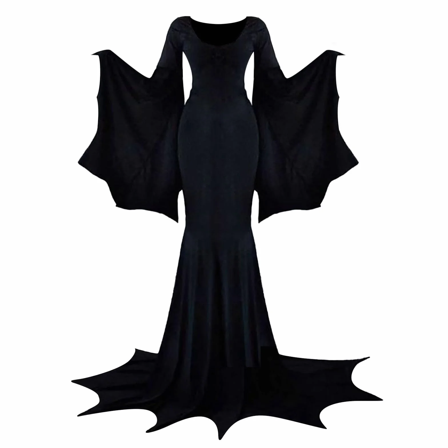 Vestido gótico de verano para mujer, hombros fríos, mangas mariposa, largo, Halloween, carnaval