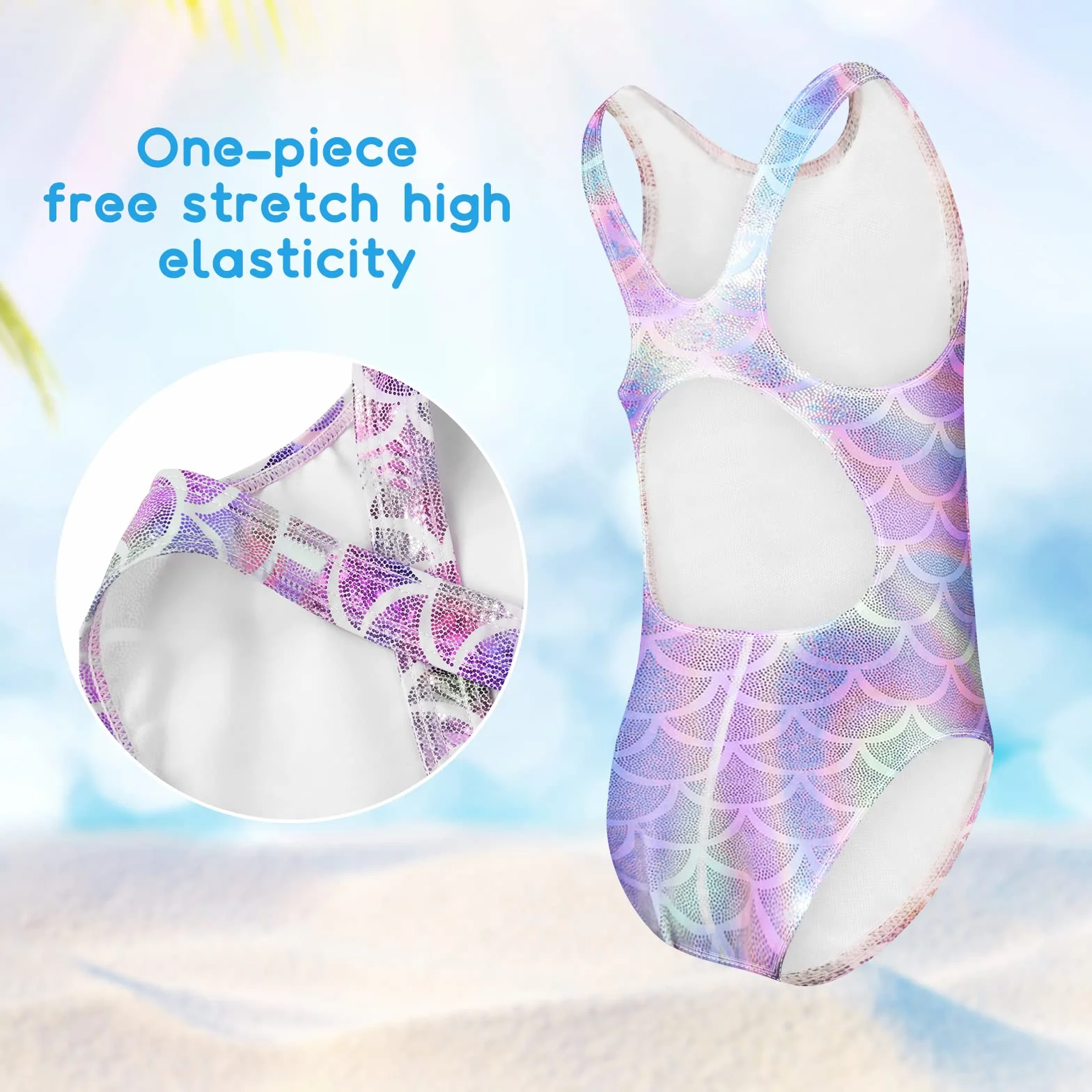 flintronic Traje de Baño Una Pieza Niña, Bañador Hawaiano