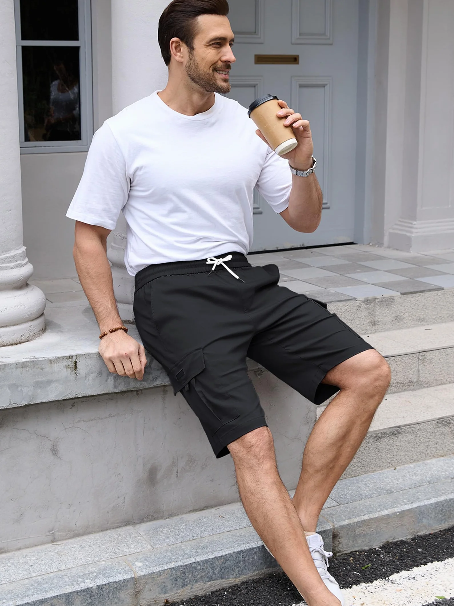 Tolaler Cargo Shorts Hombre Bermudas Verano Elásticos Bolsillos Múltiples Trabajo Playa