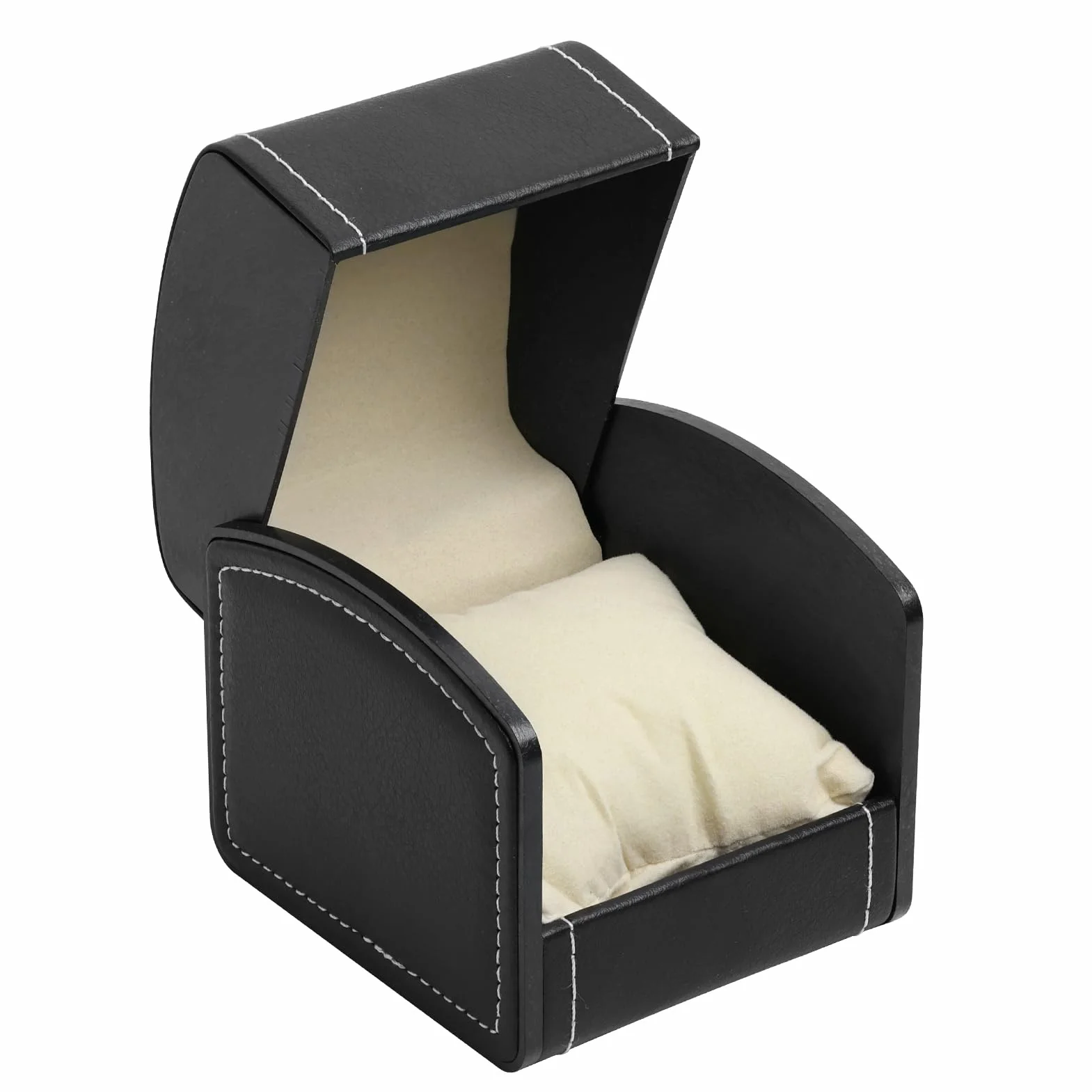 Caja de Relojes, Estuche de Relojes Una Sola Ranura con Almohadillas Extraíbles, Organizador Cuadrado para Relojes, Negro