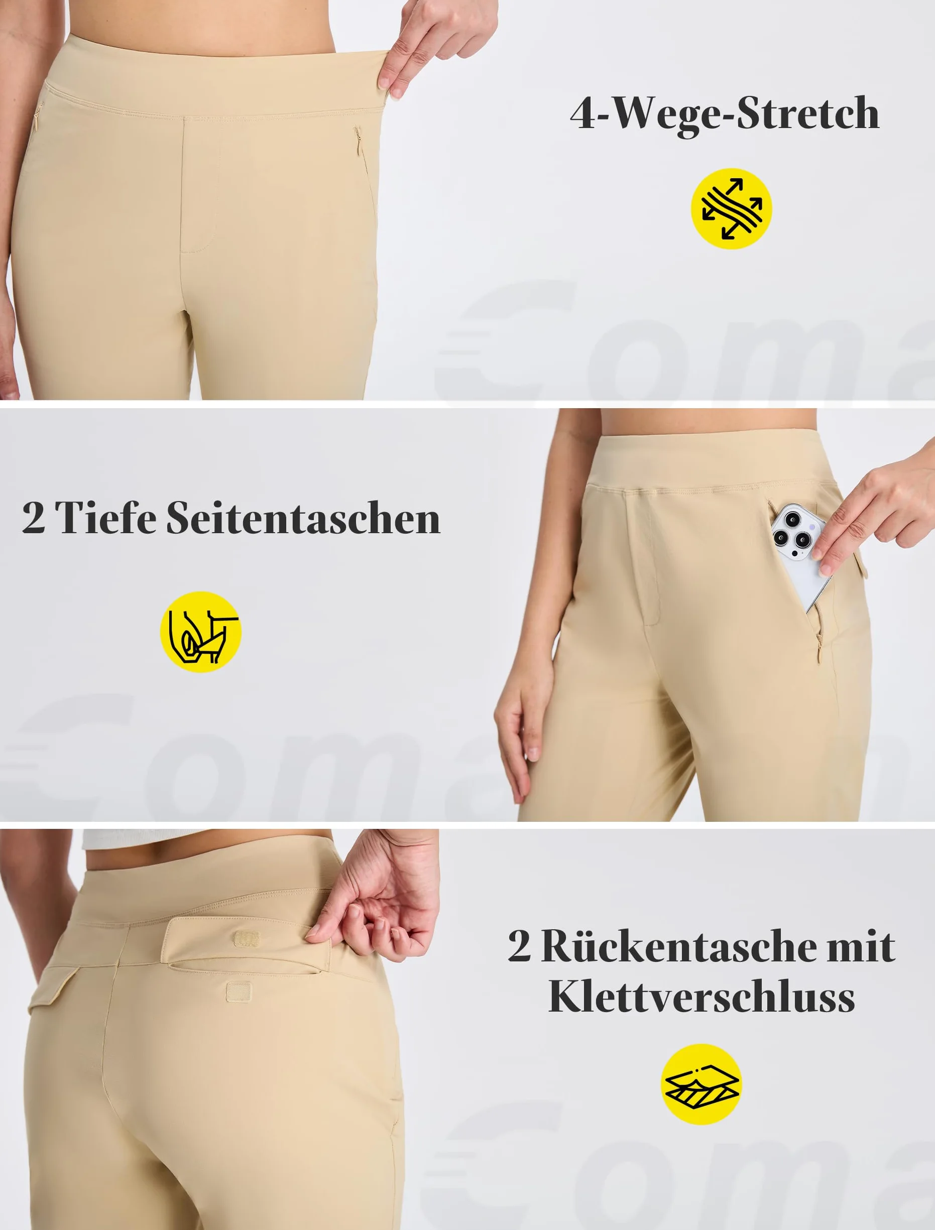 Pantalones de Golf Mujer Ligeros Transpirables Acampanados Elásticos Deporte Jogging Yoga Oficina Tela