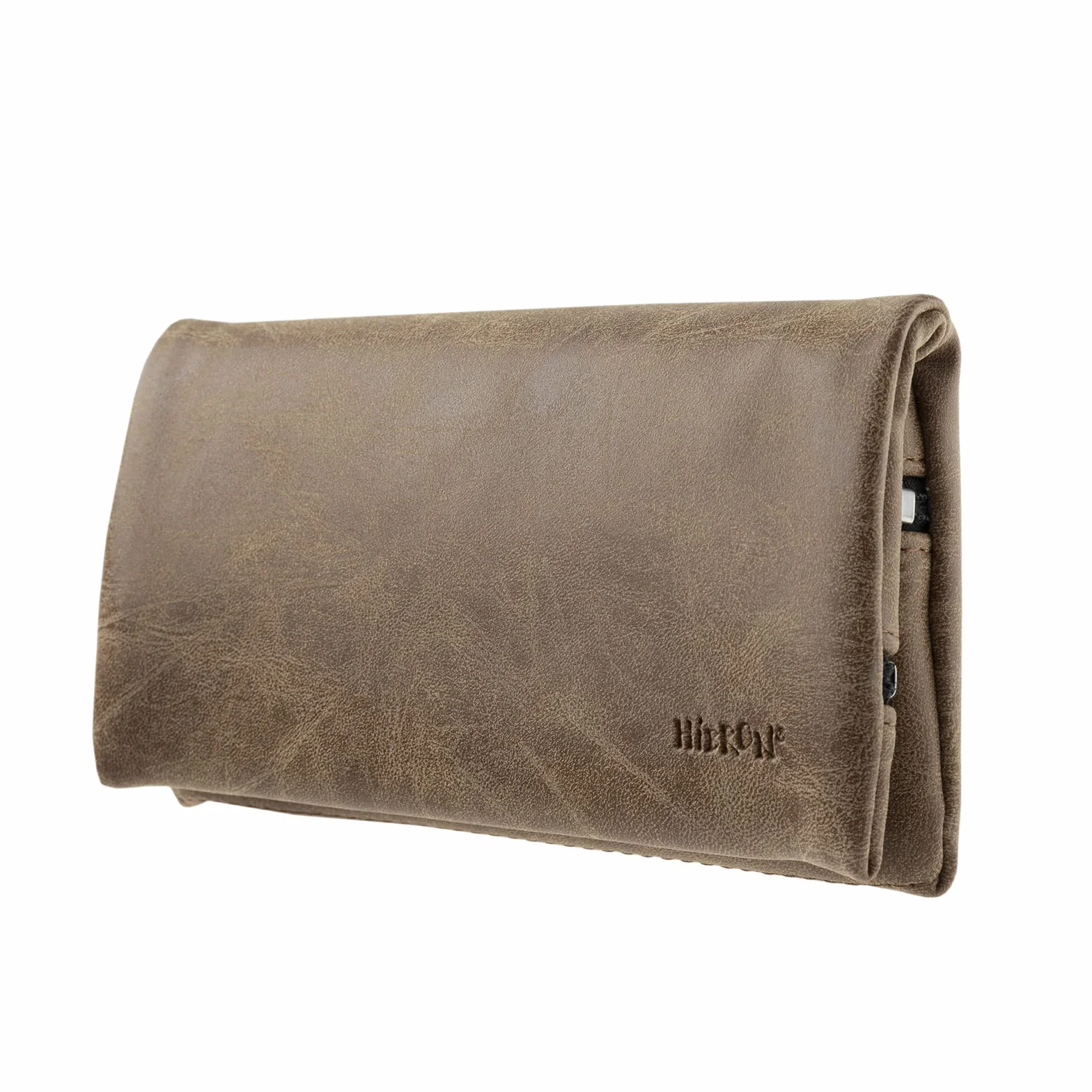 HIBRON Tabaquera Pitillera Funda Bolso para Tabaco de Liar Cuero Marrón