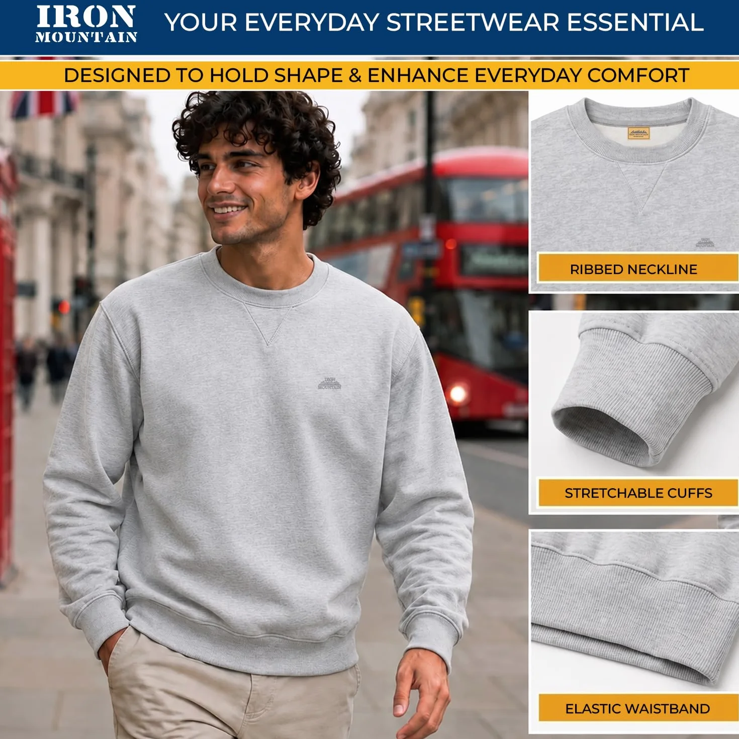 Iron Mountain IMSWT205 Sudadera de Cuello Redondo para Hombre con Hilo Reciclado Anti-Pilling Flexible