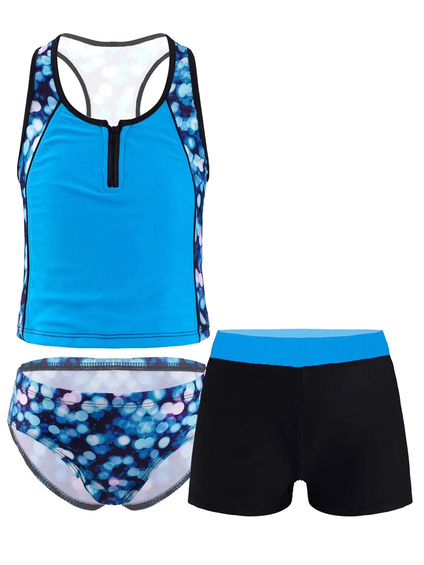 IEFIEL Traje de Baño Tres Piezas Niña Tankini Secado Rápido Ropa Playa Piscina Surf