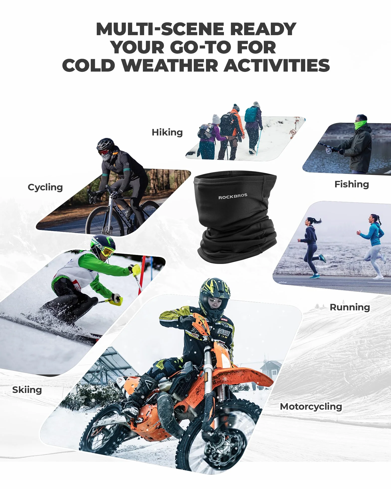 ROCKBROS Braga Térmica Pasamontañas de Invierno para Ciclismo Esquí Senderismo