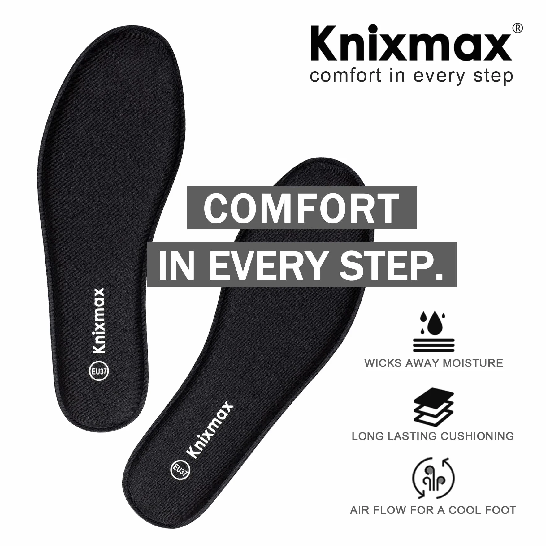 Knixmax Plantillas Memory Foam para Mujer y Hombre Comodidad Absorción de Impacto Amortiguación Suave