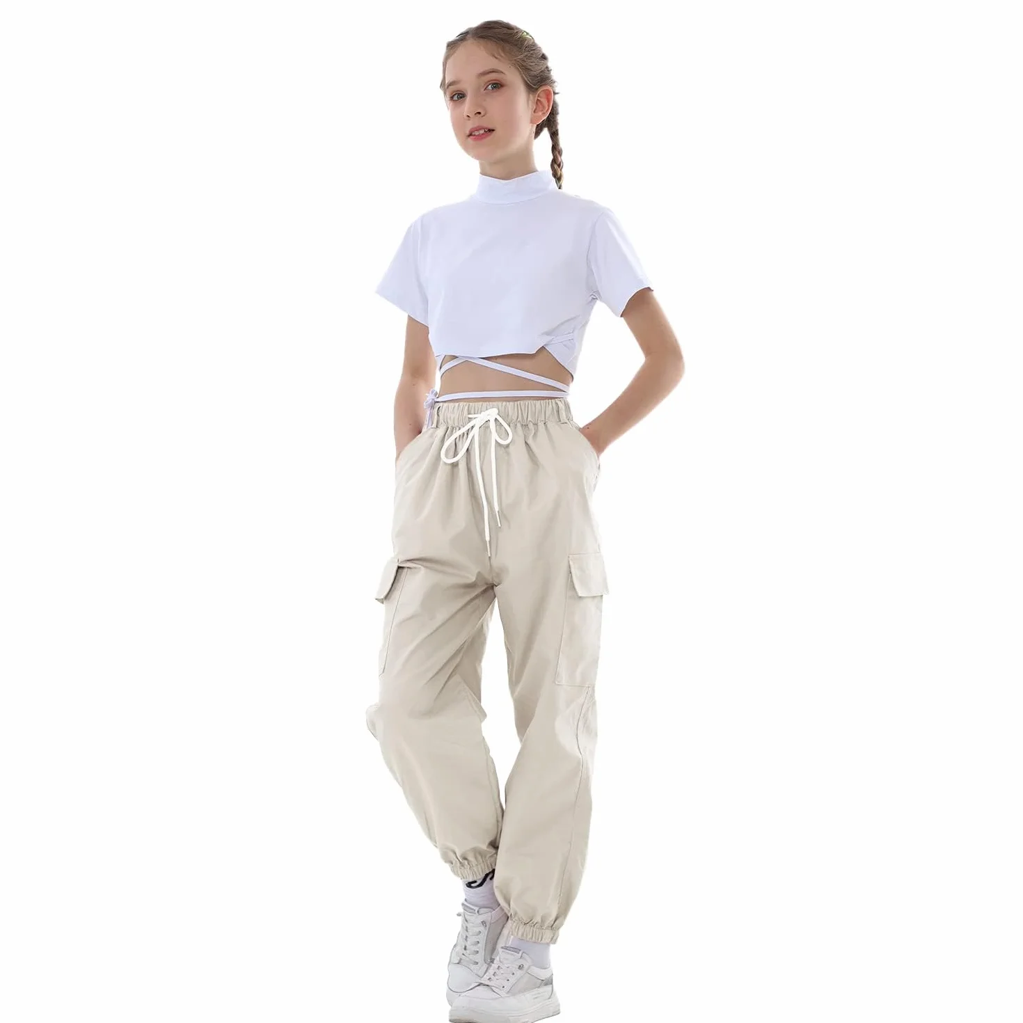 Rolanko Pantalones Cargo Elásticos para Niños Jogger Streetwear Danza