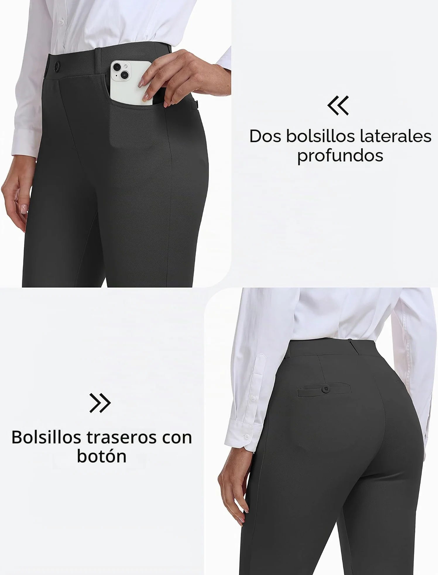 Pantalones de Capri para Mujer Cintura Alta Oficina Trabajo Negocios Casual Yoga Leggings Verano Pantalones con Bolsillos