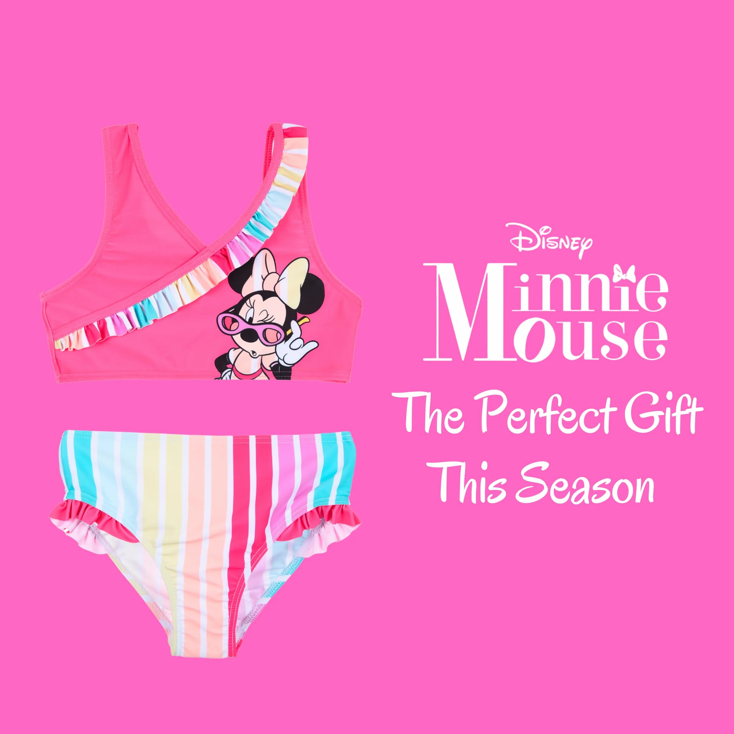 Disney Minnie Mouse Bikini Niña Arcoiris Bañador Dos Piezas Verano Natación Tallas 3-8 Años