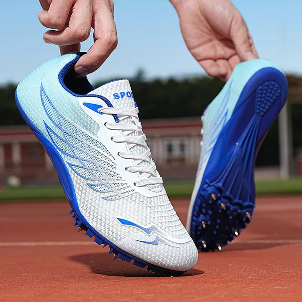 Picos Zapatos para Pista y Campo 8 Clavos Zapatillas Deportivas Correr Respirable Profesionales Adulto Niños 35-45 EU