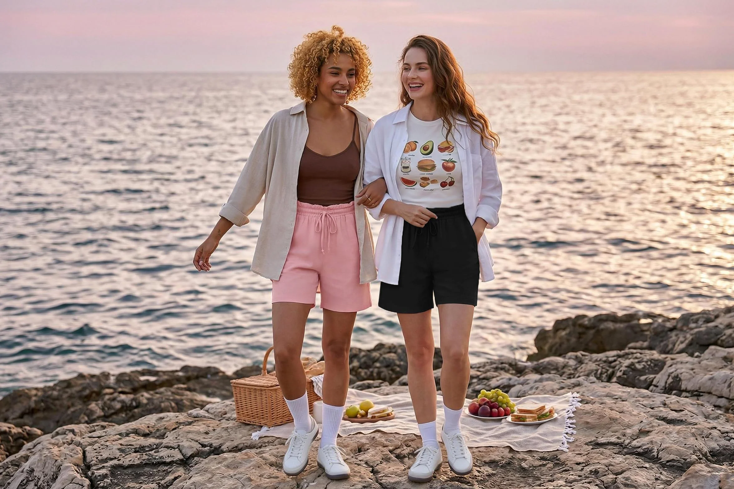 Uniexcosm Pantalones Cortos para Mujer, Bermudas Casuales Elásticos de Cintura Alta con Bolsillos