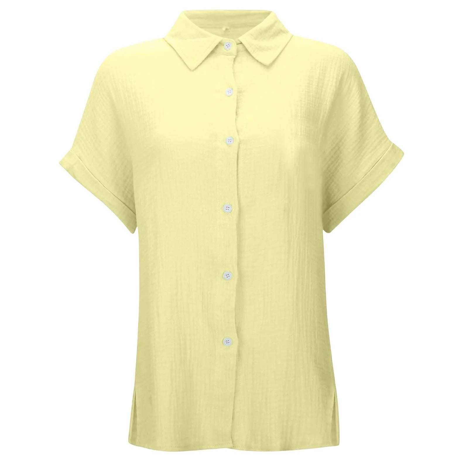 Camisa con botones para niña monocolor manga corta transpirable