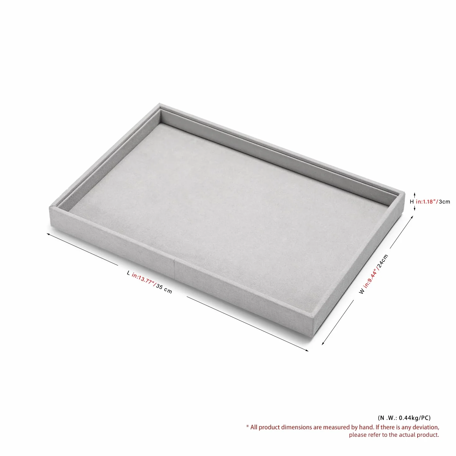Oirlv Gris Microfibra Joyería Bandejas Plano Anillo Collar Reloj Organizador Expositor Bandejas