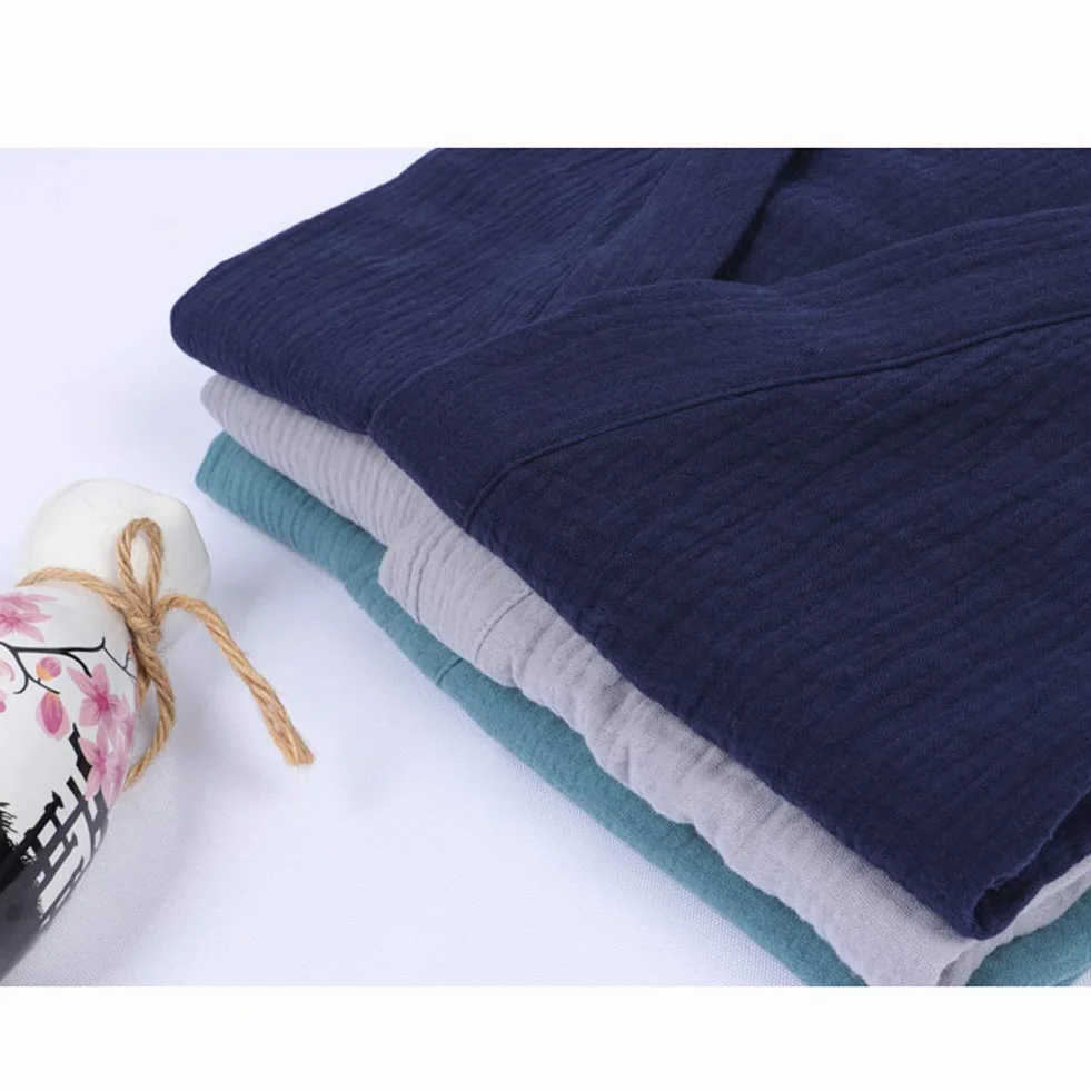 Bata de meditación Japonesa para Hombre Algodón Gasa Doble Kimono