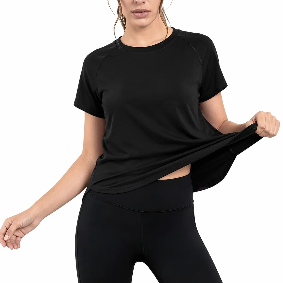 DiULi Camiseta Deportiva Mujer Manga Corta con Malla Espalda Ajuste Holgado Ropa Entrenamiento Atlético Yoga Pilates Fitness Top