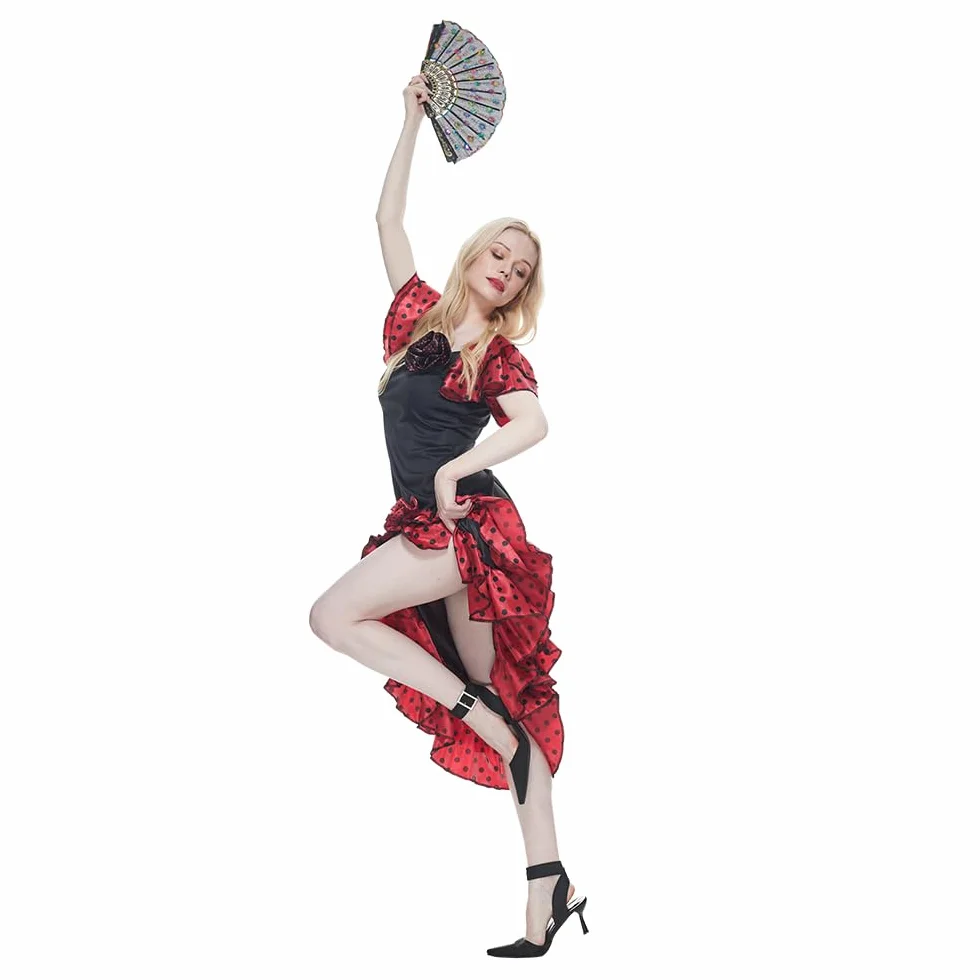 EraSpooky Vestido de flamenco mujer adulta disfraz fiesta