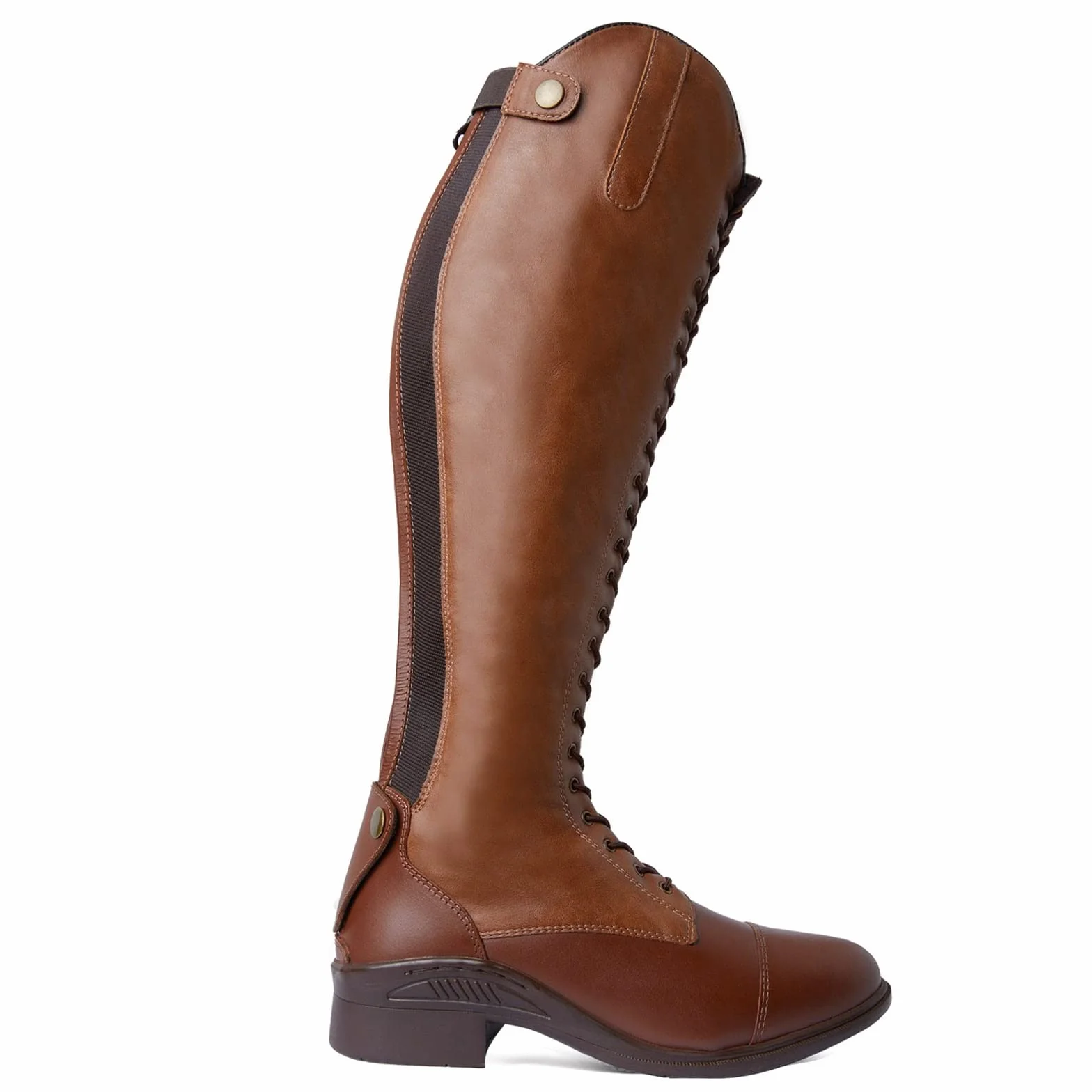 HORZE Botas de equitación para mujer con cordones, clásicas botas de equitación de piel con cordones delanteros y cremallera trasera