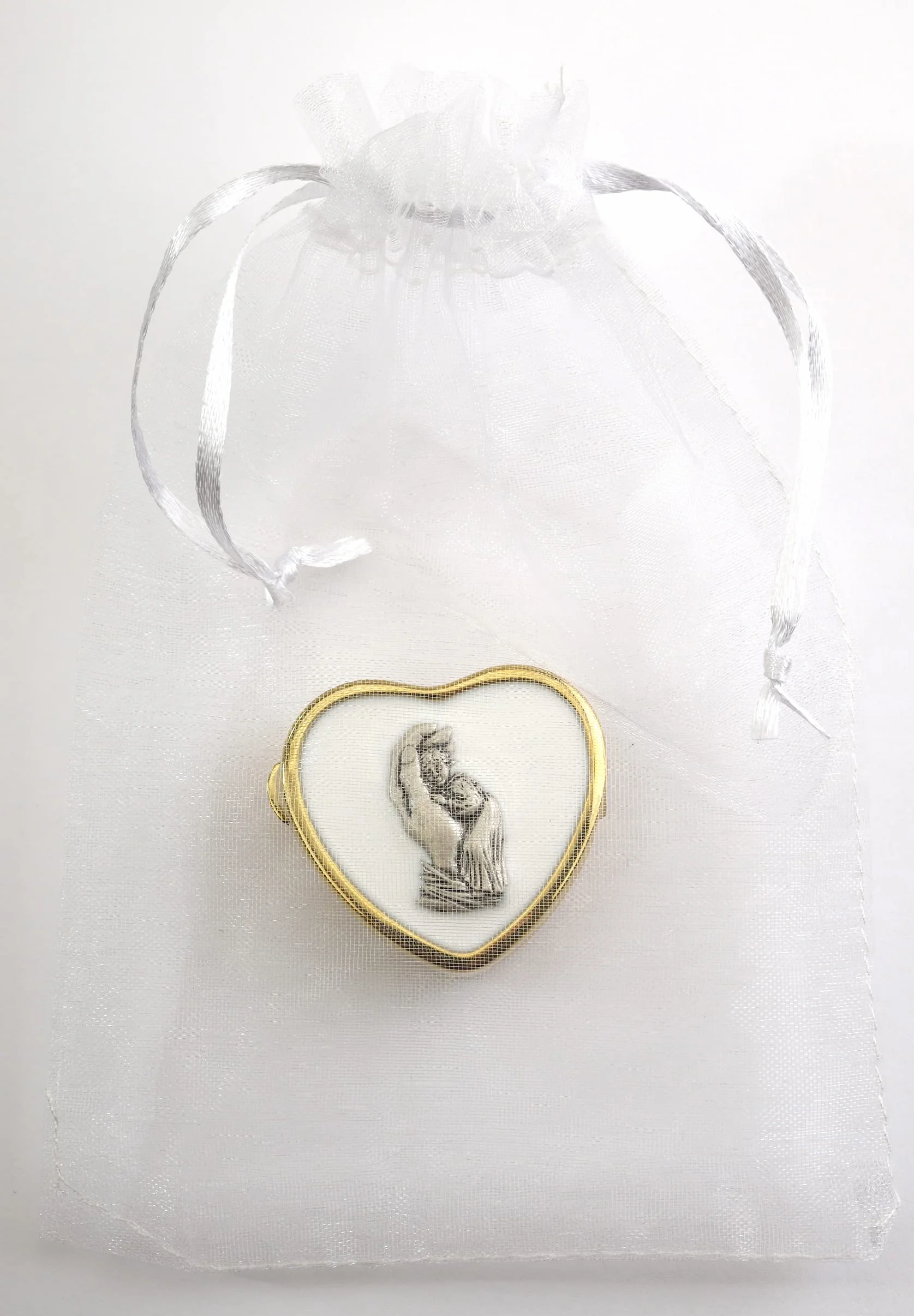 MaMeMi Rosario Comunión Infantil Perlas Blancas Cruz Cáliz Plateado Estuche Corazón Dorado Ángel Regalo Primera Comunión