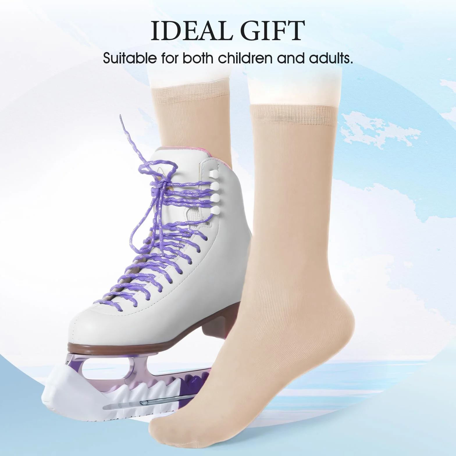 Perfeclan Calcetines para Patinaje sobre Hielo, Color Sólido, Algodón Suave