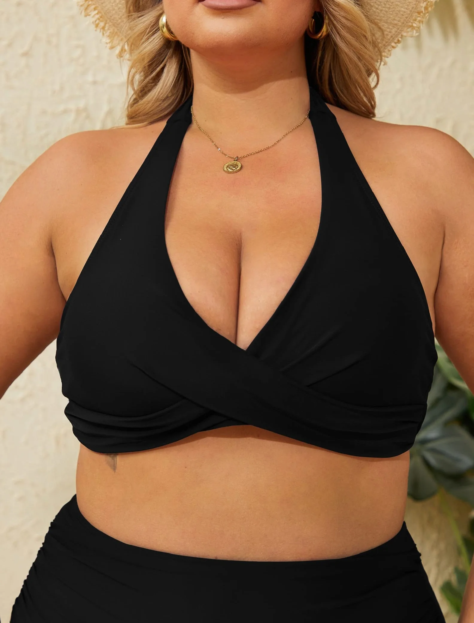 Yutdeng Mujer Bikini Talla Grande Push Up Halter Cuello V Vientre Plano Bañadores Dos Piezas Natacion Playa