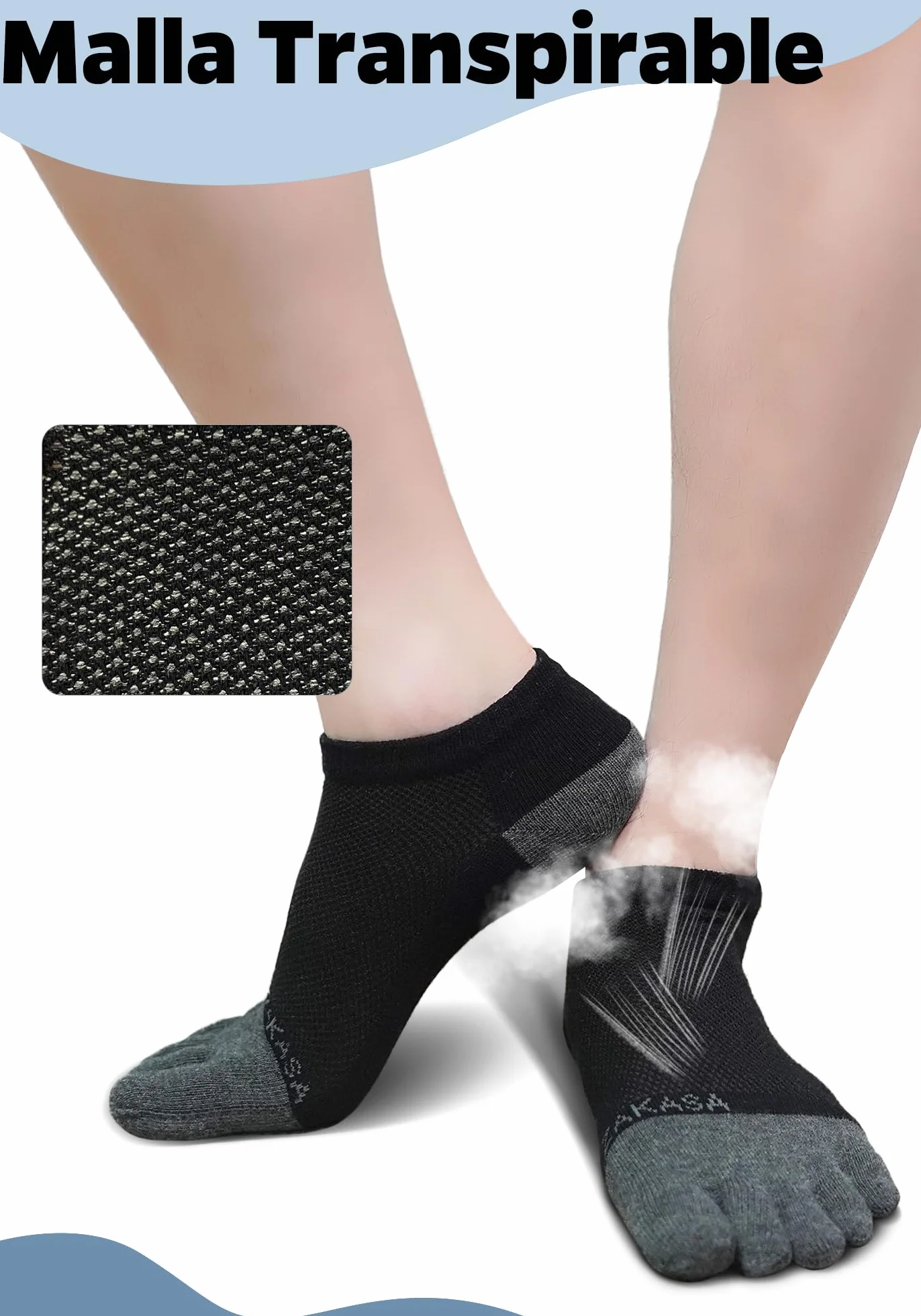 Calcetines con Dedos Deporte Hombre: Calcetines 5 Dedos de Pies Separados Algodón Transpirable para Correr