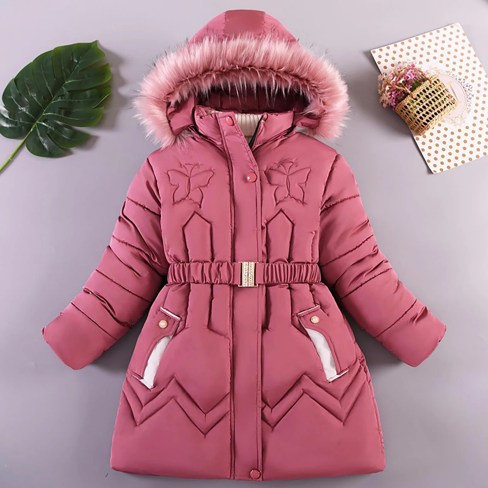 Genérico Chaqueta Bebe Niña Invierno - Abrigo Acolchado con Capucha para Niña De Invierno Y Primavera Chaqueta con Diseño De Parches