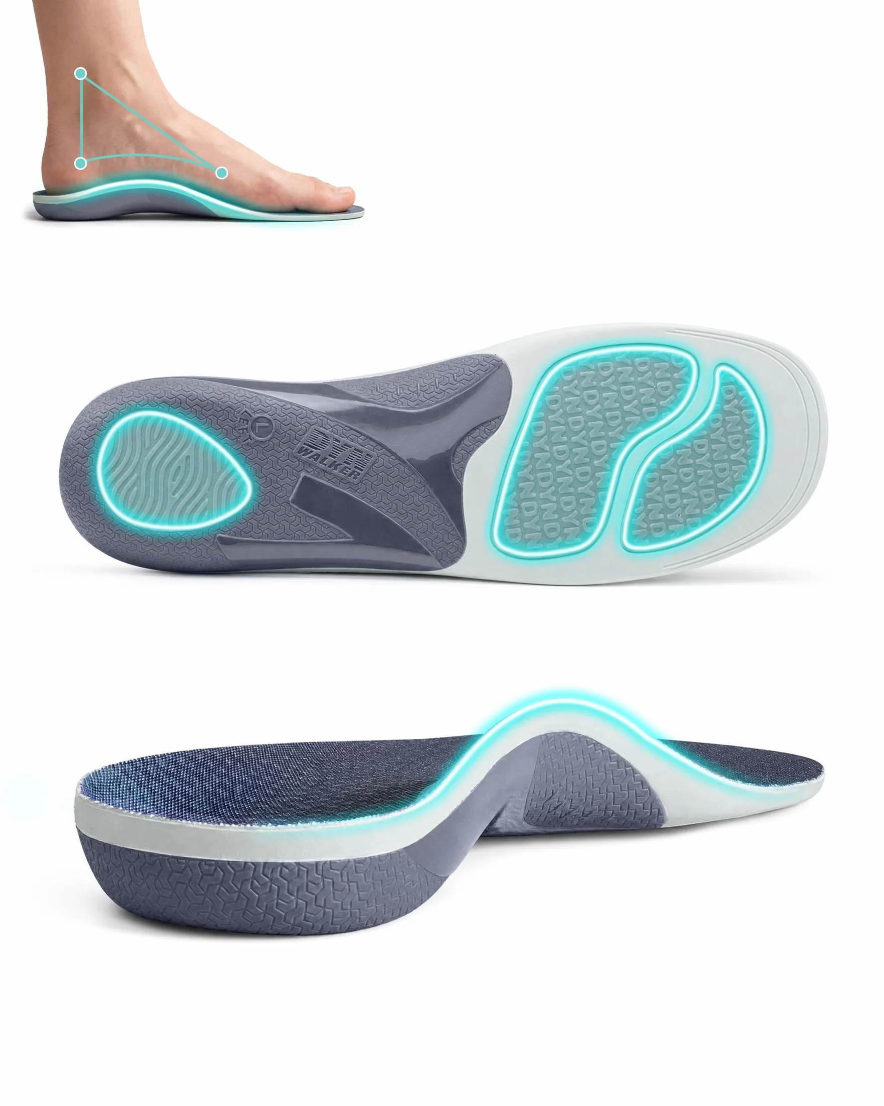 DynWalker Palmilha Ortopedica Plantillas para Fascitis Plantar Amortiguación Mejorada 35% Soporte Arco