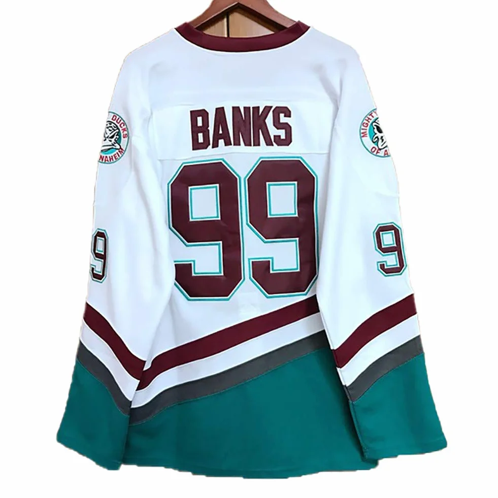 Mighty Ducks Adam Banks #99 Hockey Jersey NHL Hielo Camiseta Manga Larga XL