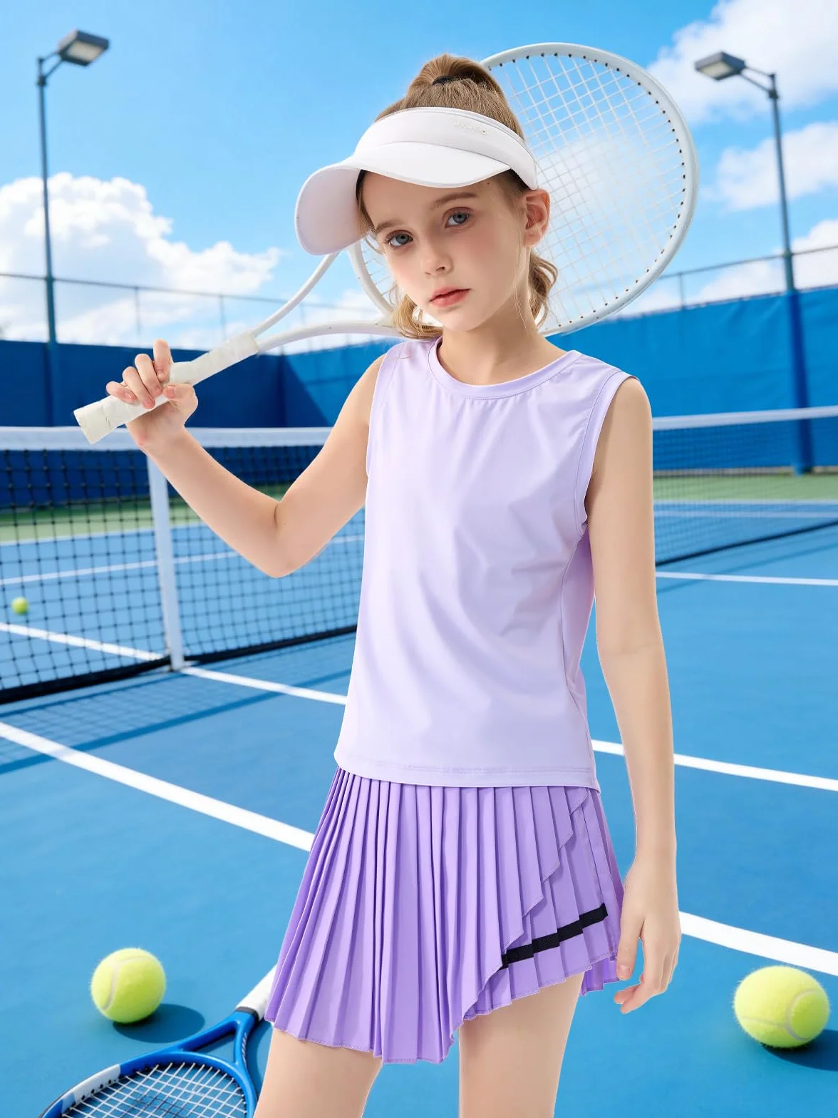 Rolanko Conjunto de Ropa para Niñas Camiseta sin Mangas de Verano con Falda Conjunto de 2 Piezas para 5-11 Años
