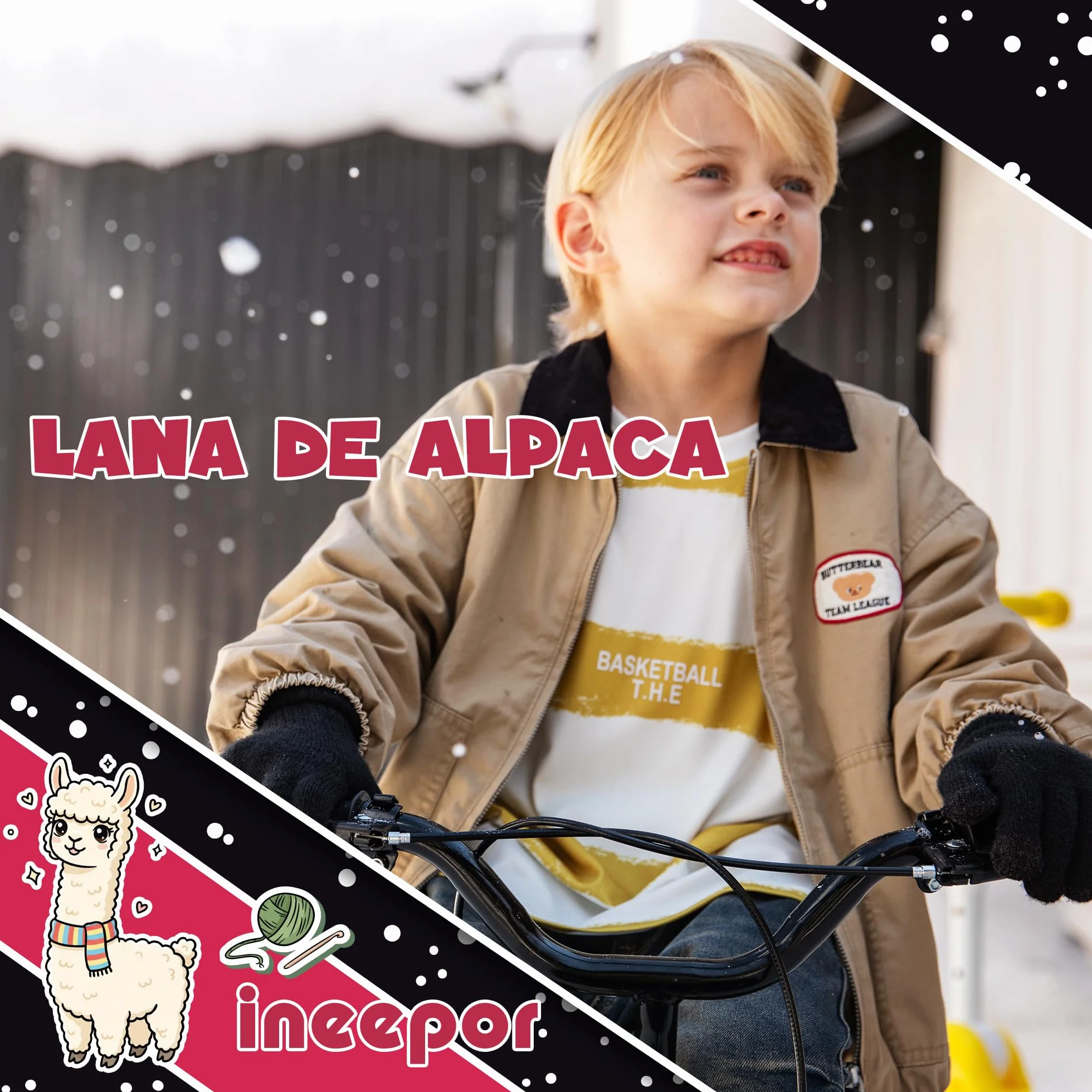 Guantes Termicos Niño Alpaca Forro Polar Invierno Doble Capa Cortaviento Punta Tactil 3-12 Anos