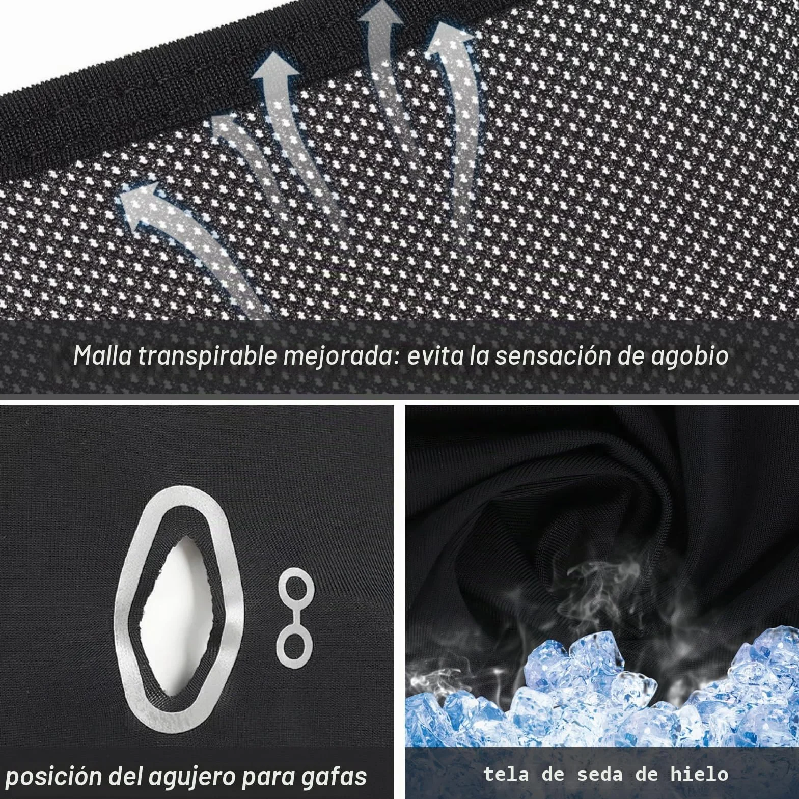 Pasamontañas Verano UPF50+ Transpirable Protección Solar Abertura Gafas Sotocasco Moto Ligero Balaclava Ciclismo Running