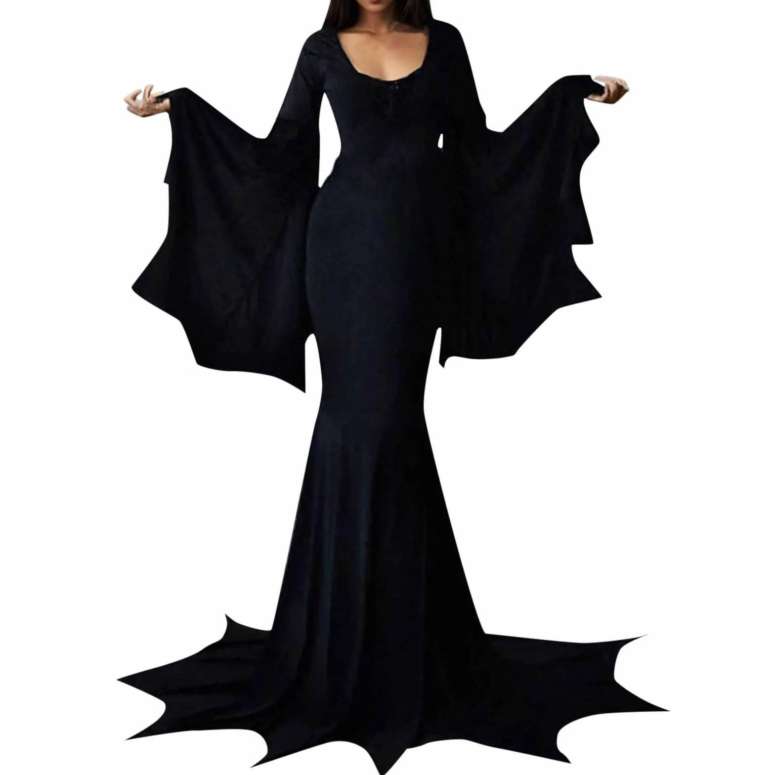 Vestido gótico de verano para mujer, hombros fríos, mangas mariposa, largo, Halloween, carnaval