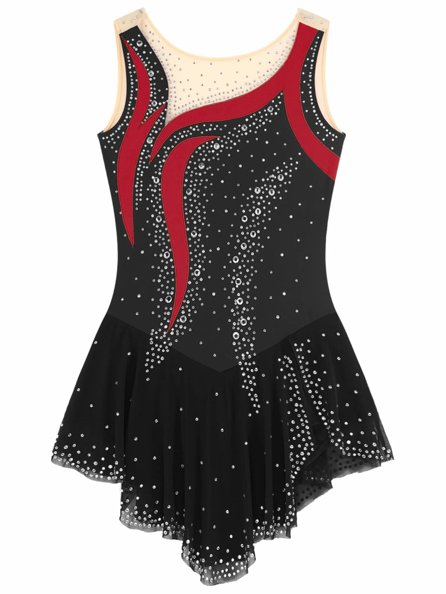 IEFIEL Vestido de Patinaje Artistico Mujer sin Mangas Maillot Leotardo Gimnasia Baile Lirico Moderno Disfraz Bailarina