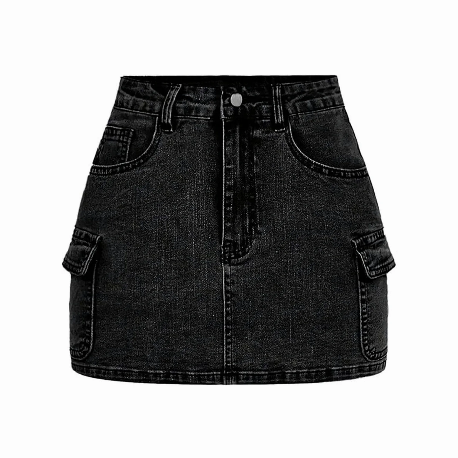 Genérico Falda Vaquera Plisada para Niñas Fresca para Uso Diario y Colegio Falda Vaquera con Cintura elástica Look Juvenil y versátil con Pantalones Cortos Integrados diseño Acampanado Favorecedor