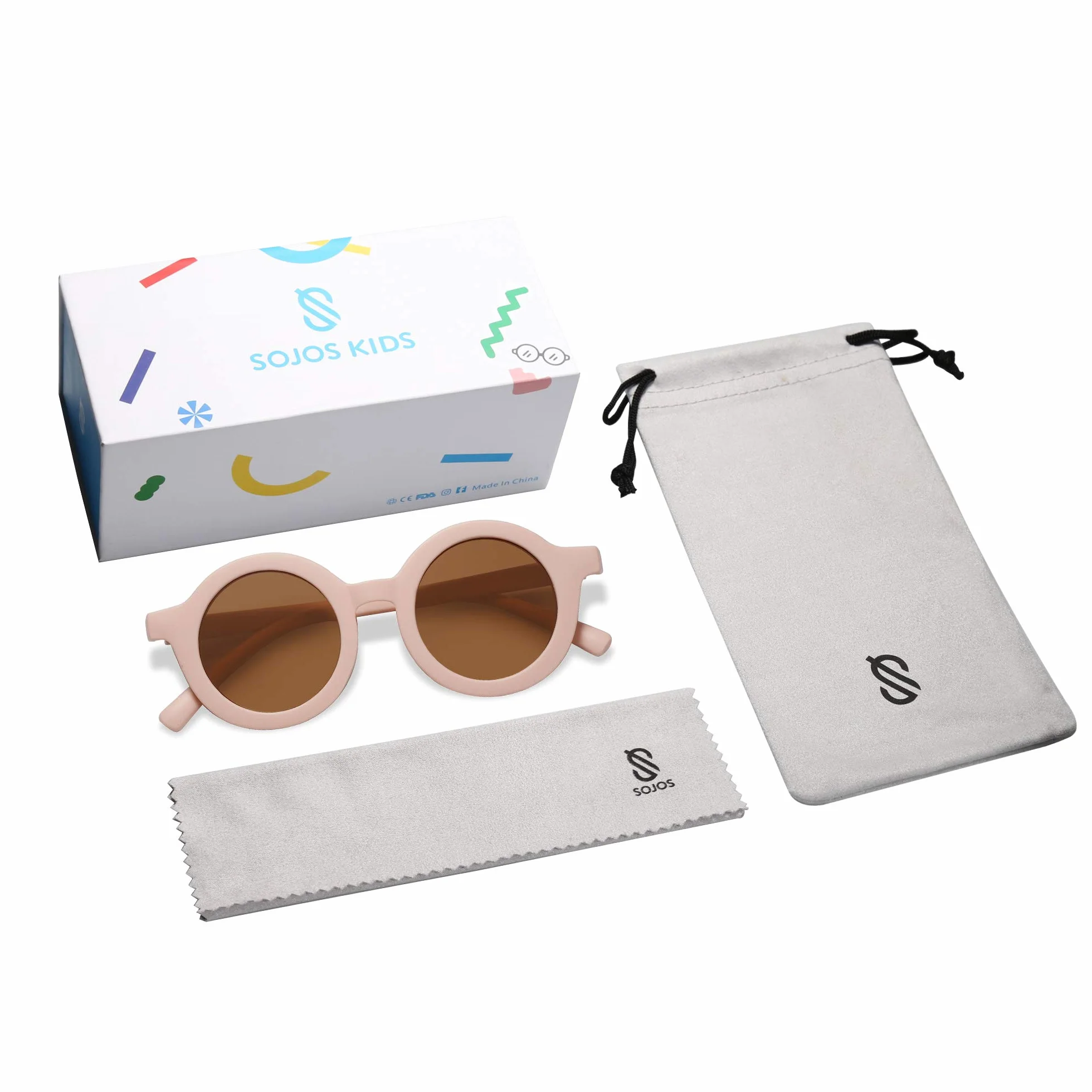 SOJOS Gafas de Sol Redondas Polarizadas para Niños con Protección UV400