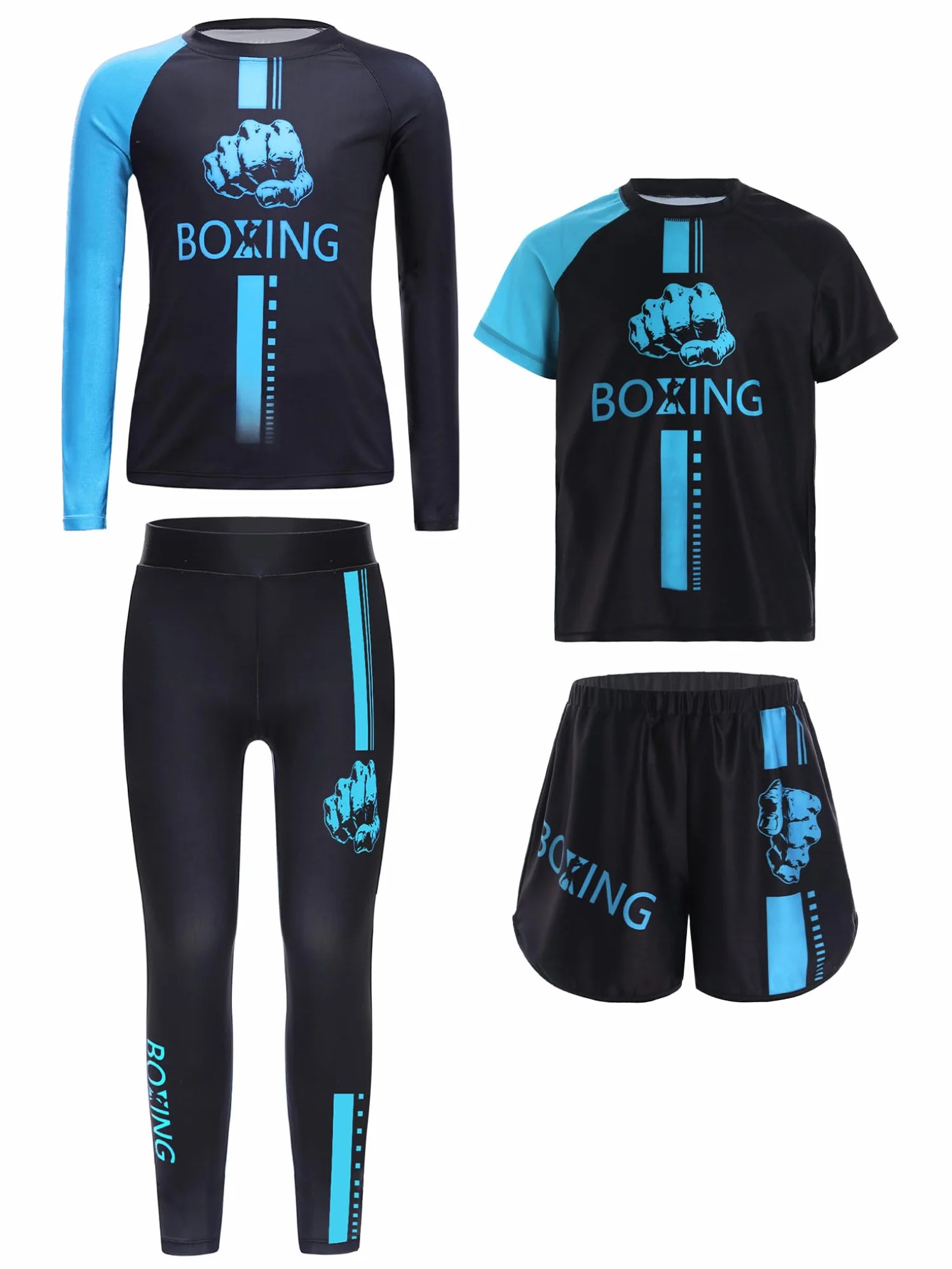 Conjunto de Boxeo para Niño y Adolescente Muay Thai MMA Kickboxing Grappling Artes Marciales Camisa Pantalones