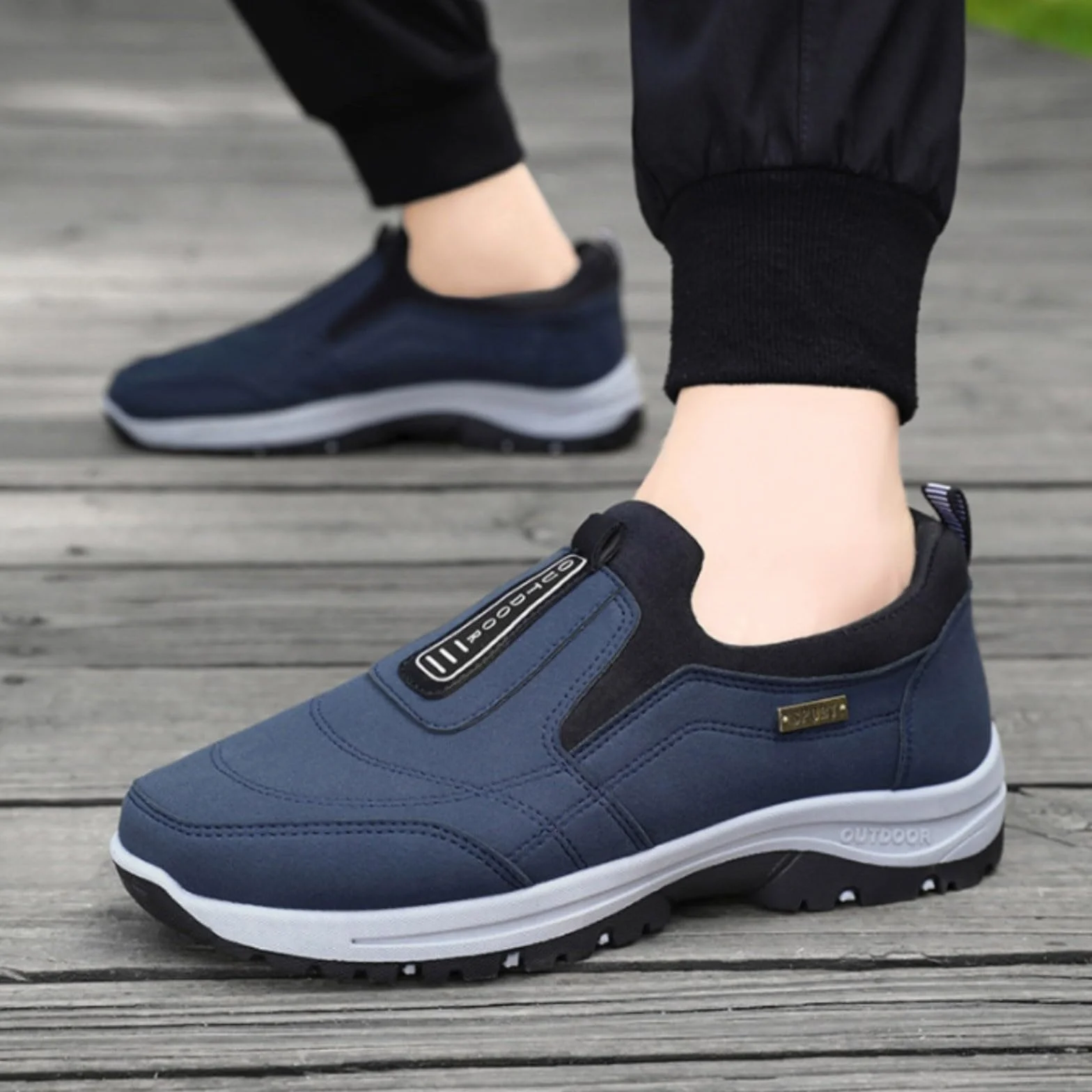 Zapatos de Senderismo sin Cordones para Hombre, Impermeables Antideslizantes