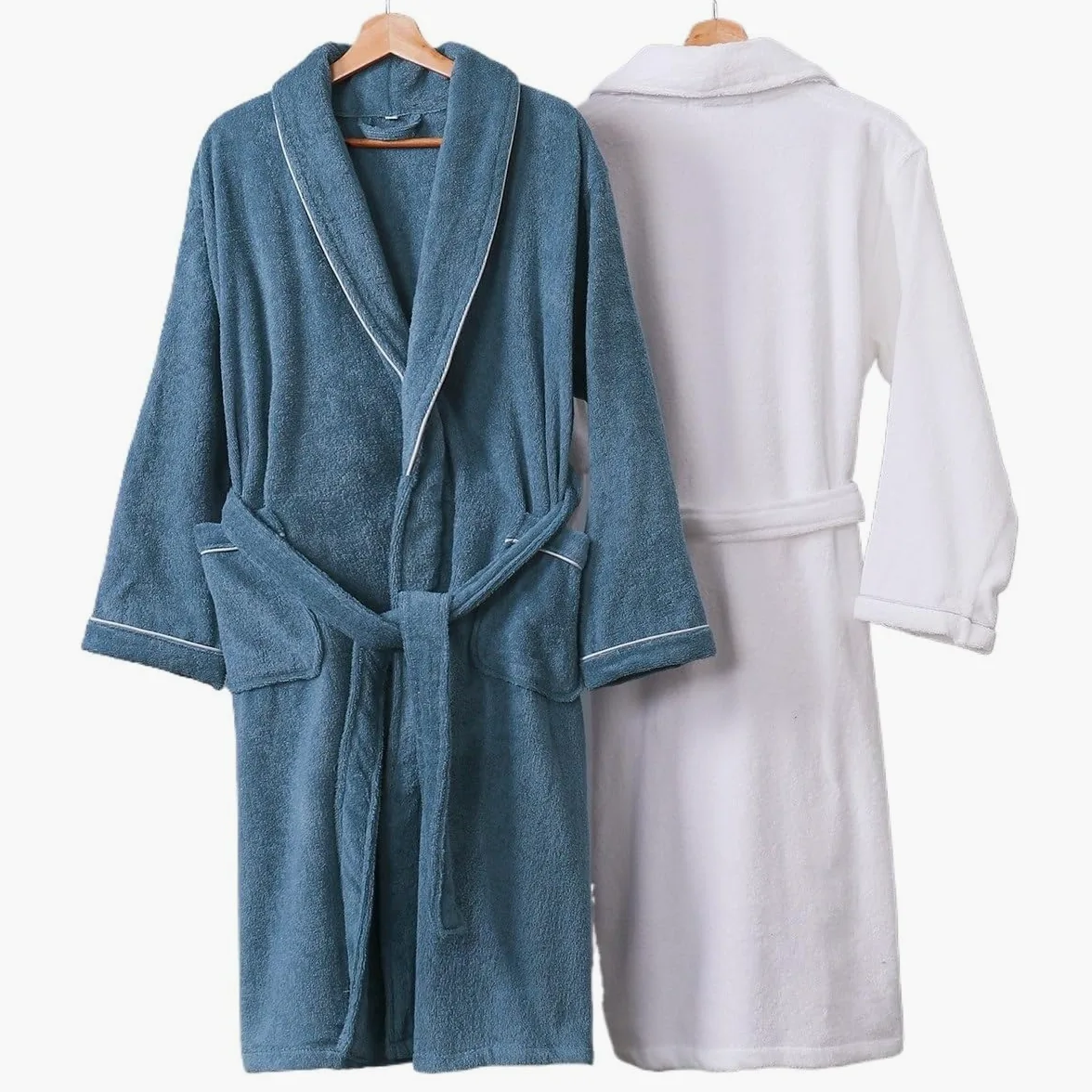 Albornoz,Albornoz Hombre Albornoz de baño blanco for mujer, bata de Hotel, Sauna y piscina, bata de felpa de algodón suave, bata de baño larga de gran tamaño for hombres(Blue-01,Women X-Large)
