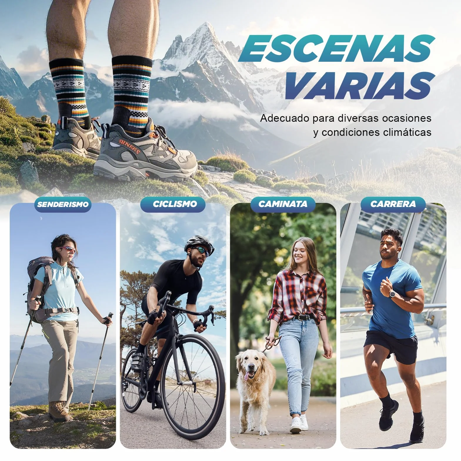 Calcetines Térmicos de Lana Merino para Hombre Invierno Trekking