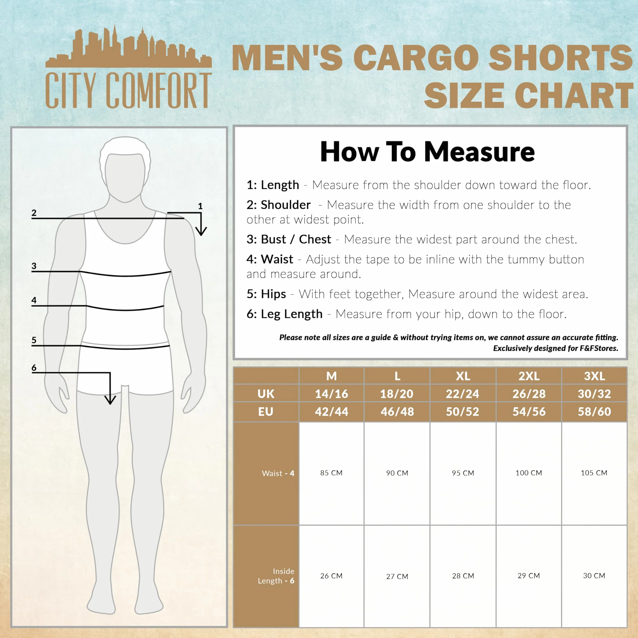 Pantalón Corto de Carga CityComfort para Hombre con Bolsillos