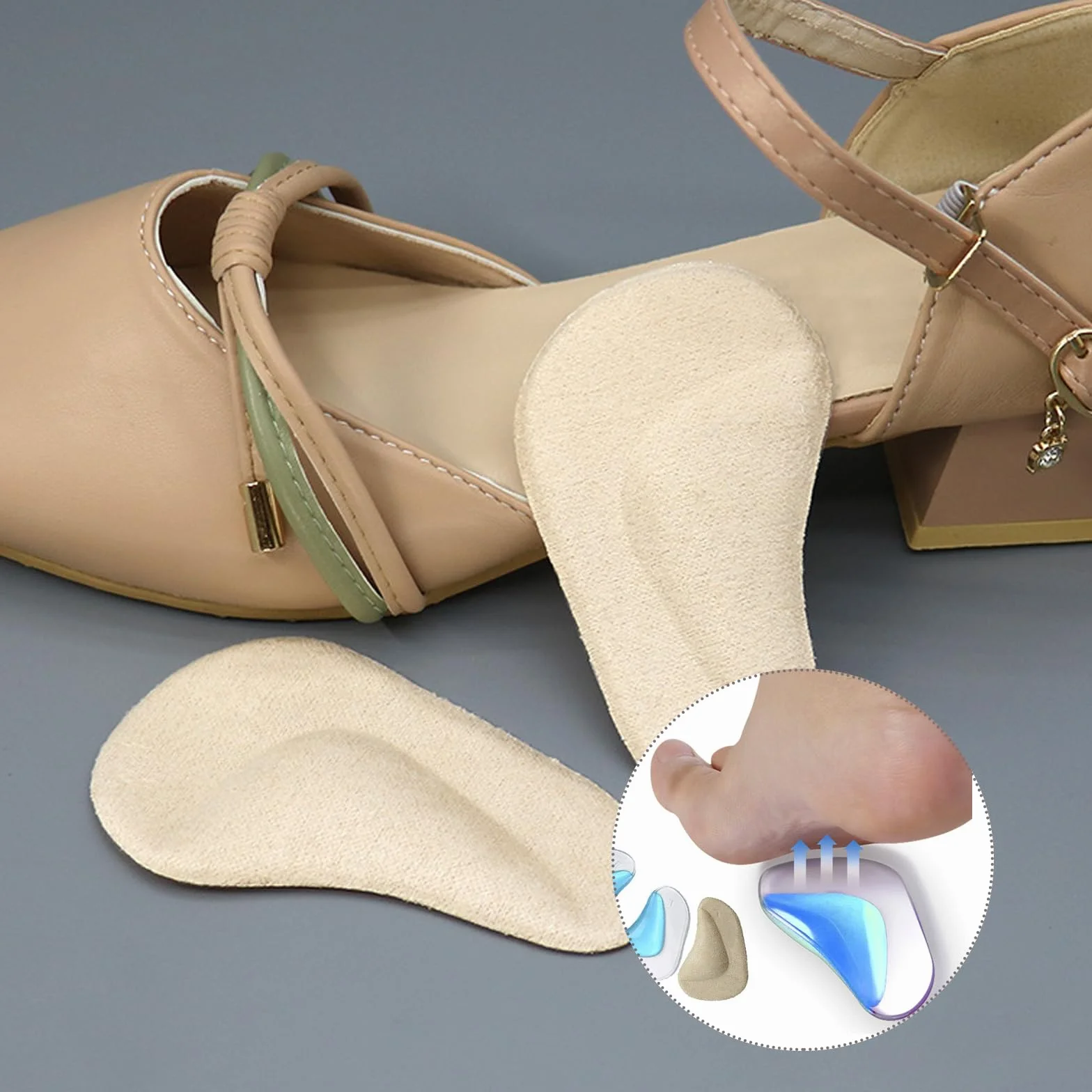 Plantillas ortopédicas de gel soporte arco para fascitis plantar - 3 pares