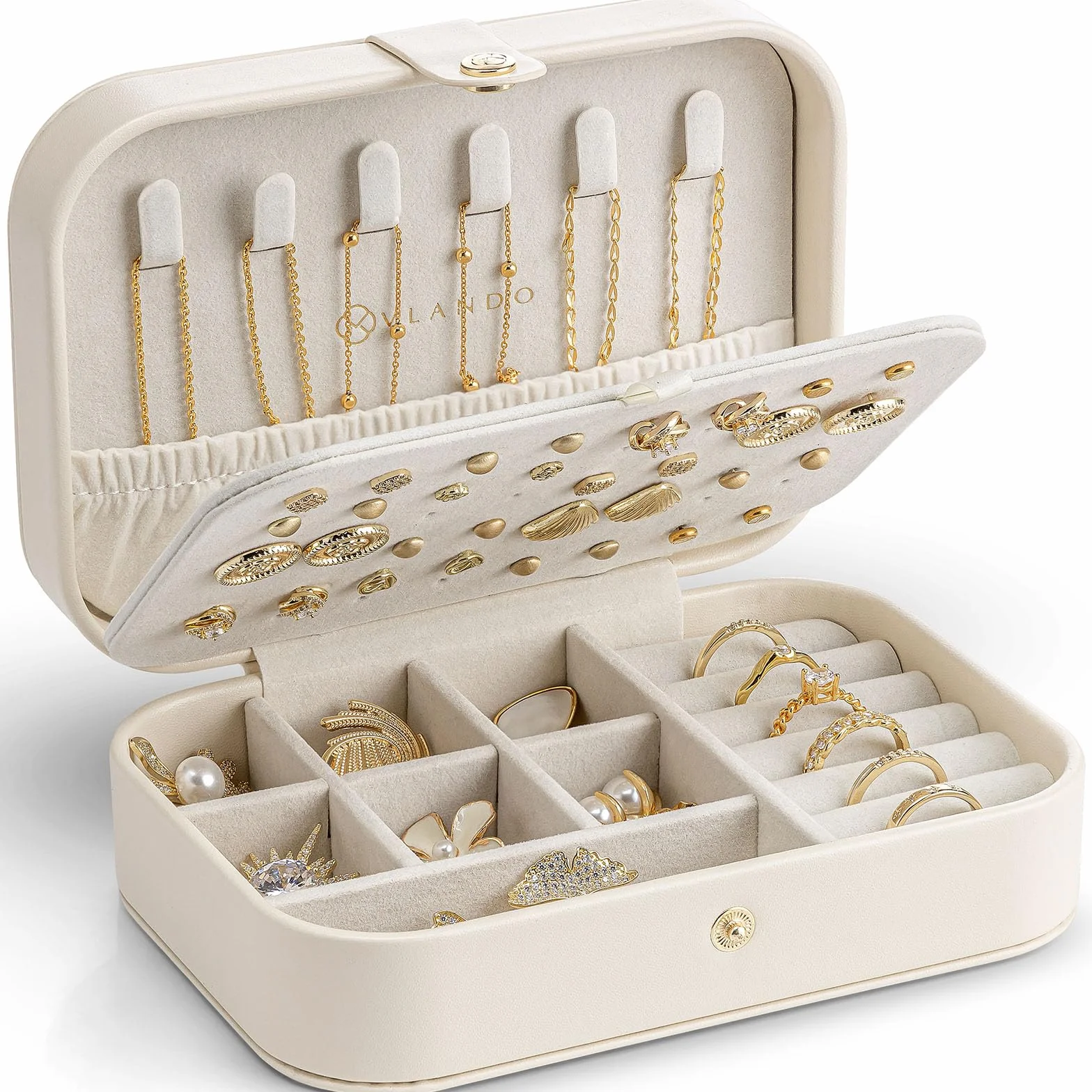 VLANDO Joyero de viaje pequeño, organizador de joyas para pendientes, estuche de viaje para mujeres
