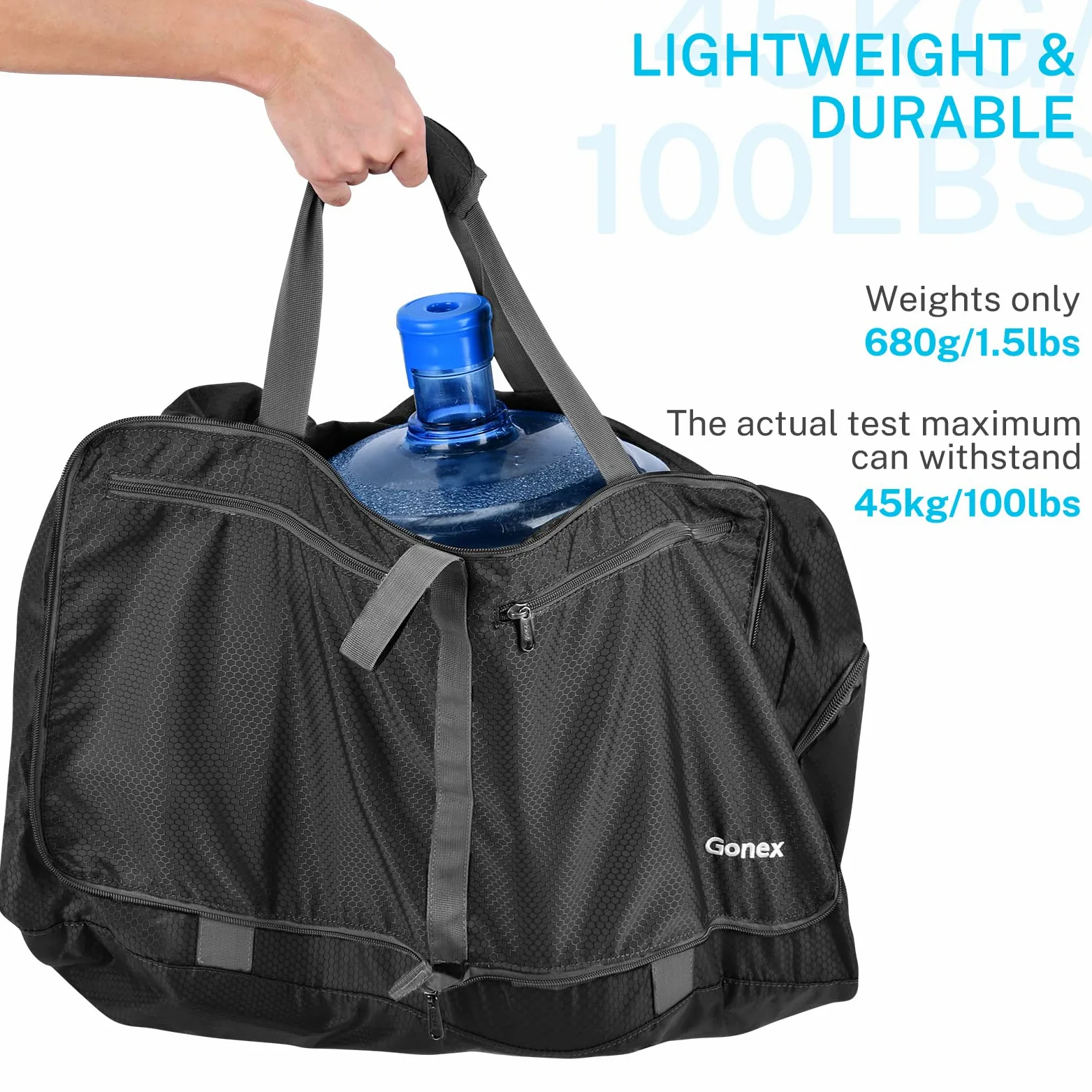 Bolsa de viaje Gonex ligera, plegable 60L / 80L / 100L, bolsas Duffel, bolsas para el fin de semana/bolsa de deporte para viajes, deportes, gimnasio, vacaciones, color gris, tamaño 80L | 210D - Cinta de nailon de nido de abeja, impermeable, varios compart